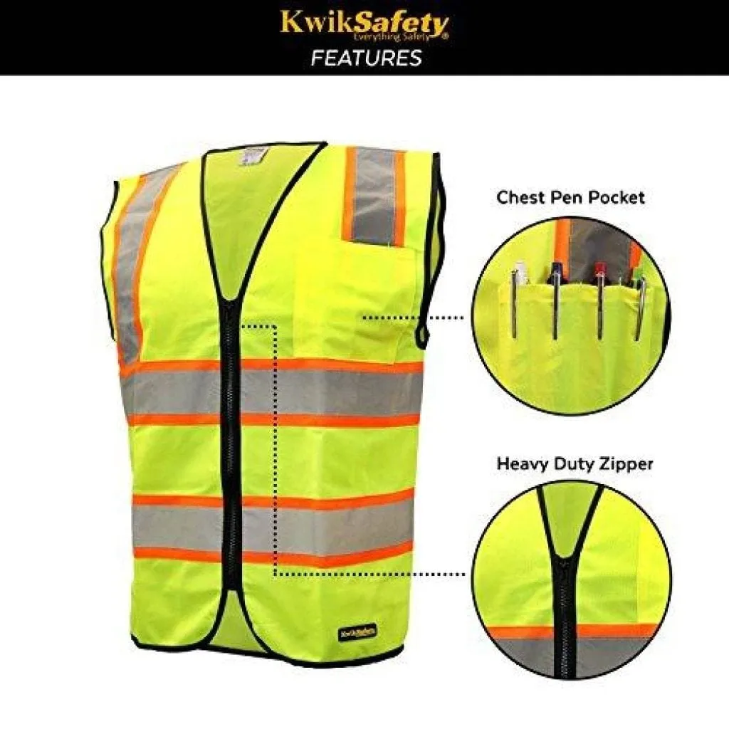 KwikSafety ATHLETE Hi Vis Reflective ANSI PPE Constrasting Class 2 Safety Vest - Model No.: KS3311