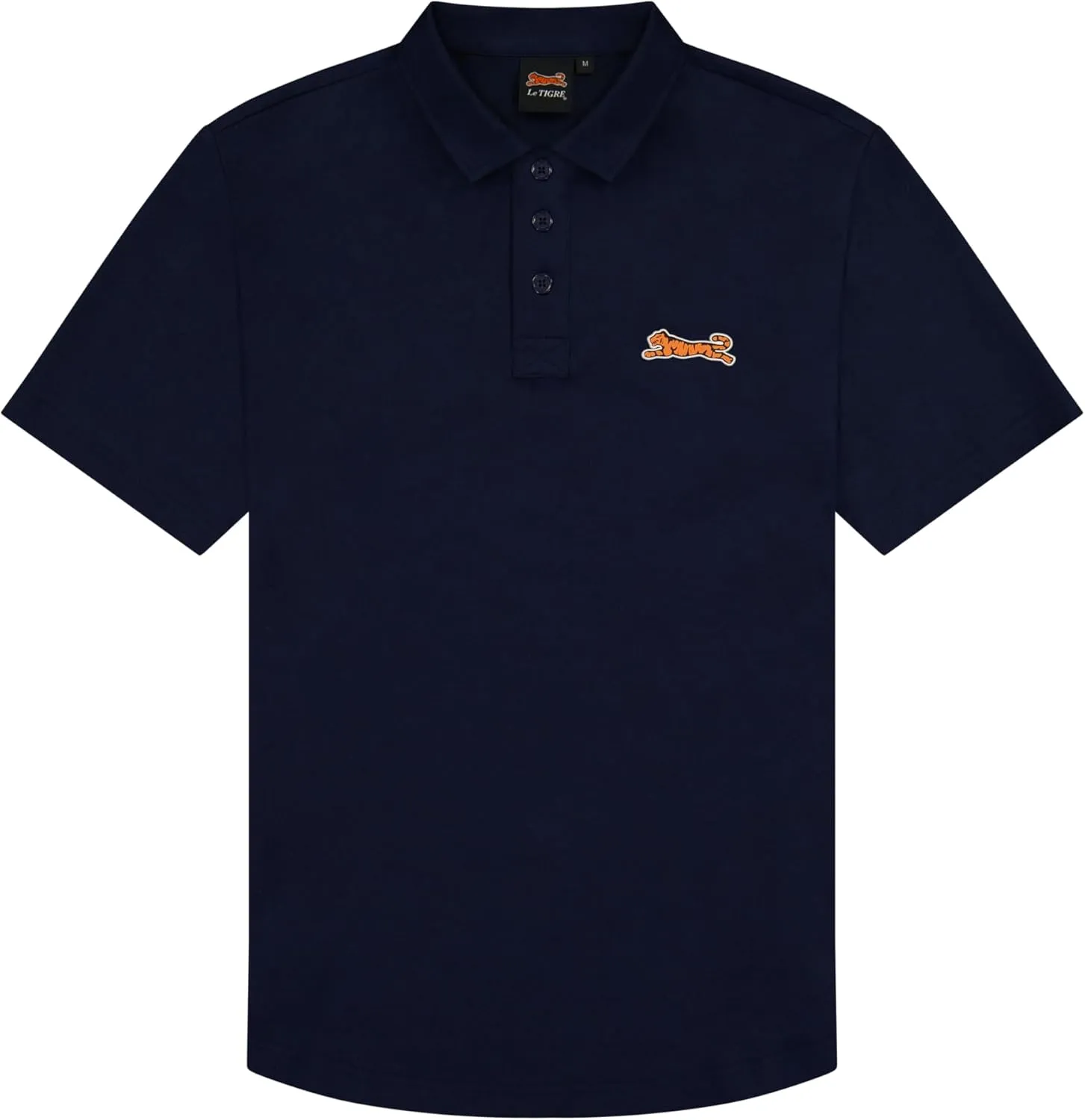 Le TIGRE Classic Cotton Polo Shirts for Men - Breathable Collared Shirts for Men with Stretch - Machine Washable Mens Polo Shirts - Navy, Size L