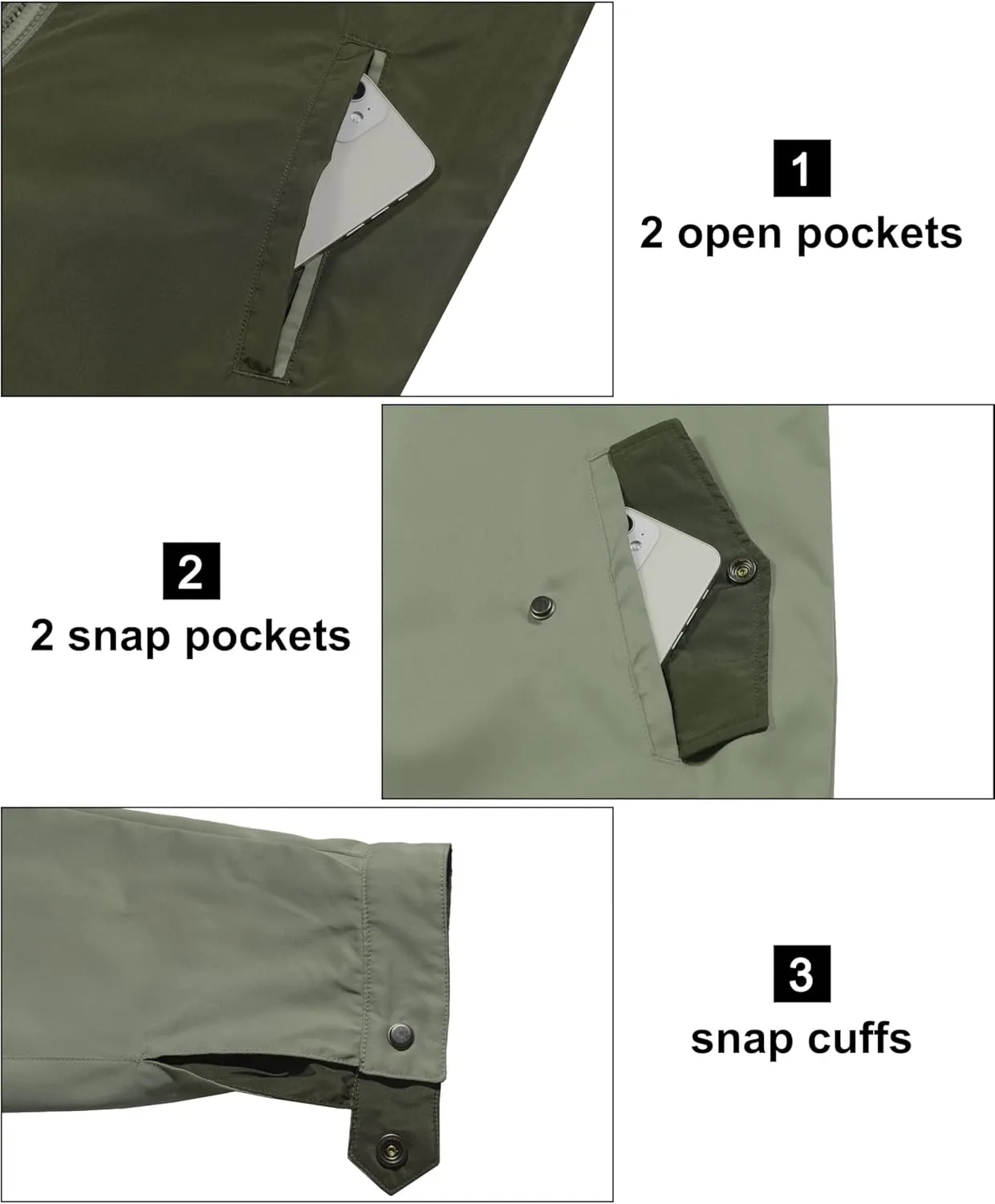 Little Donkey Andy Men's Lightweight Reversible Bomer Jacket Windproof Water Resistant Coat Running Golf