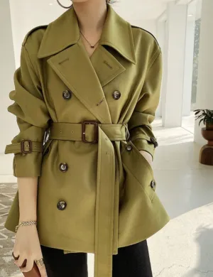 Long Trench Double Breasted Windbreaker Slimk Coat