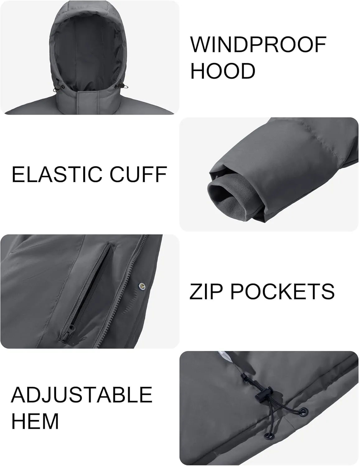 MAGCOMSEN Mens Hooded Down Jacket Water Resistant Puffer Jacket Full Zip Up Windproof Winter Jacket with Zip Pockets