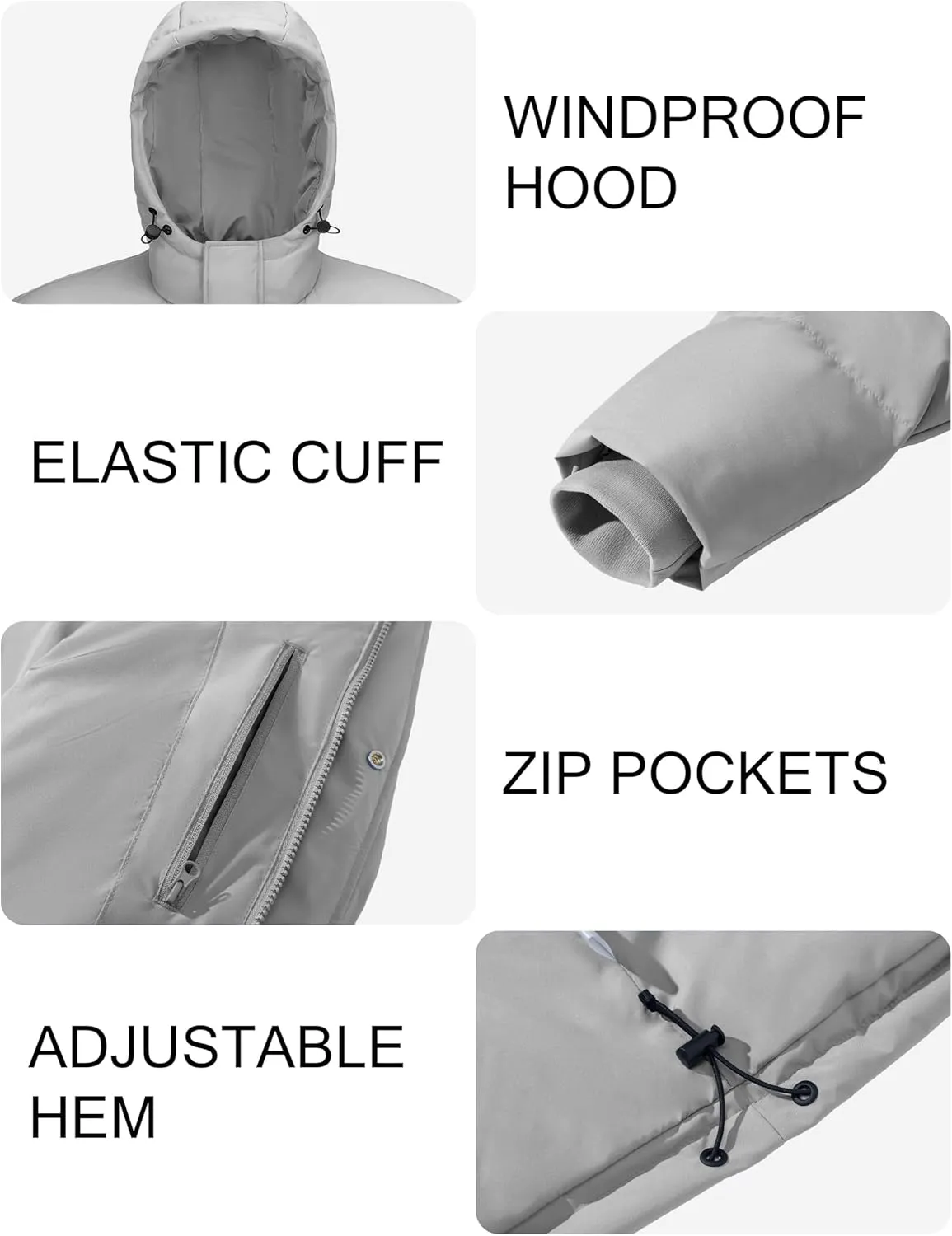 MAGCOMSEN Mens Hooded Down Jacket Water Resistant Puffer Jacket Full Zip Up Windproof Winter Jacket with Zip Pockets