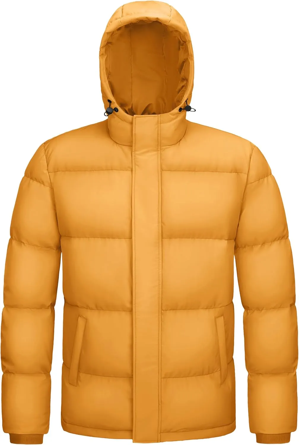 MAGCOMSEN Mens Hooded Down Jacket Water Resistant Puffer Jacket Full Zip Up Windproof Winter Jacket with Zip Pockets