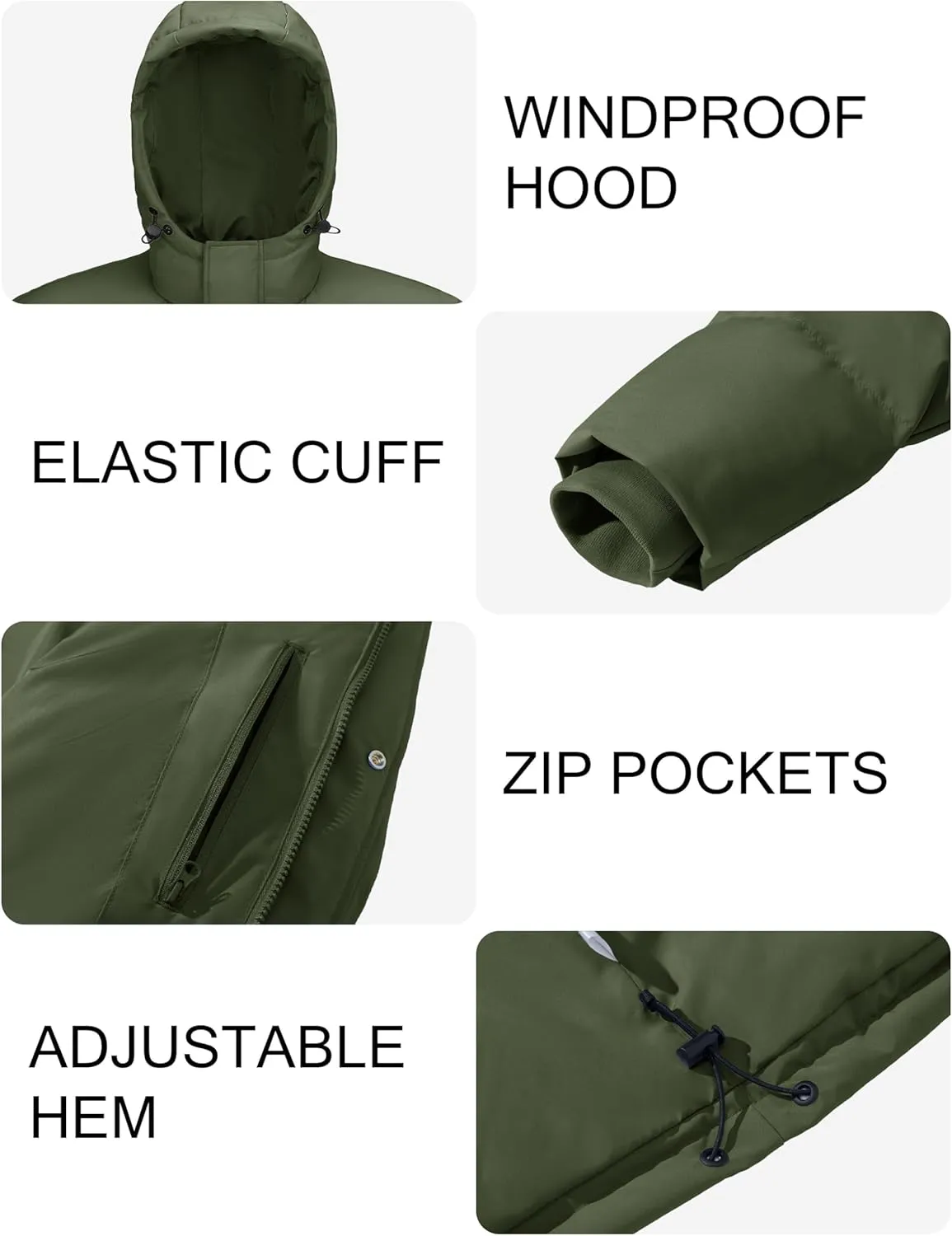 MAGCOMSEN Mens Hooded Down Jacket Water Resistant Puffer Jacket Full Zip Up Windproof Winter Jacket with Zip Pockets