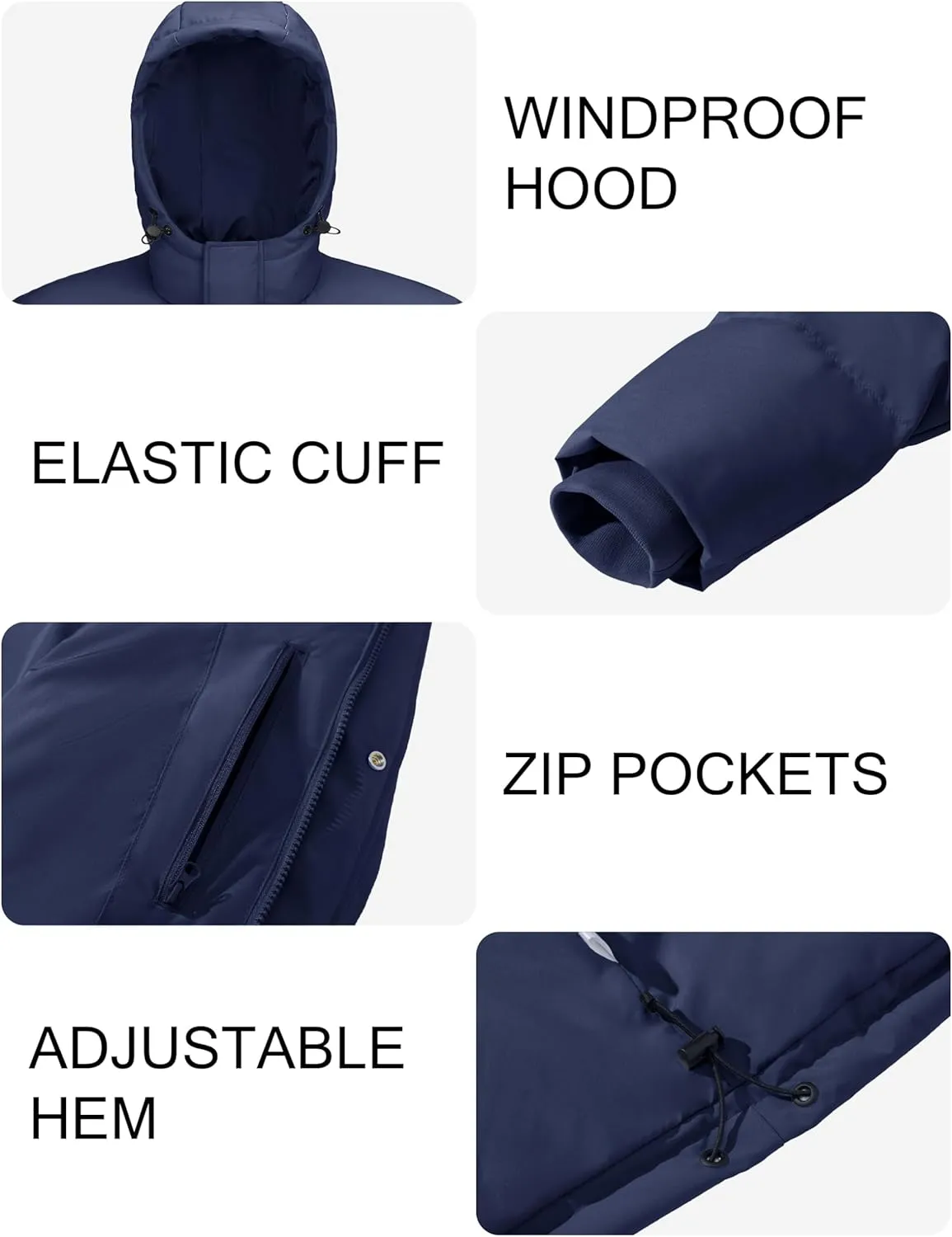 MAGCOMSEN Mens Hooded Down Jacket Water Resistant Puffer Jacket Full Zip Up Windproof Winter Jacket with Zip Pockets