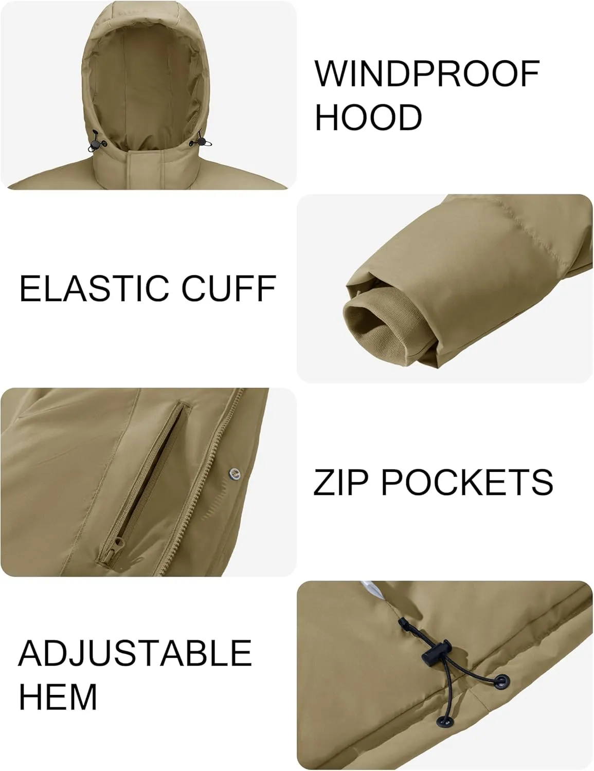 MAGCOMSEN Mens Hooded Down Jacket Water Resistant Puffer Jacket Full Zip Up Windproof Winter Jacket with Zip Pockets