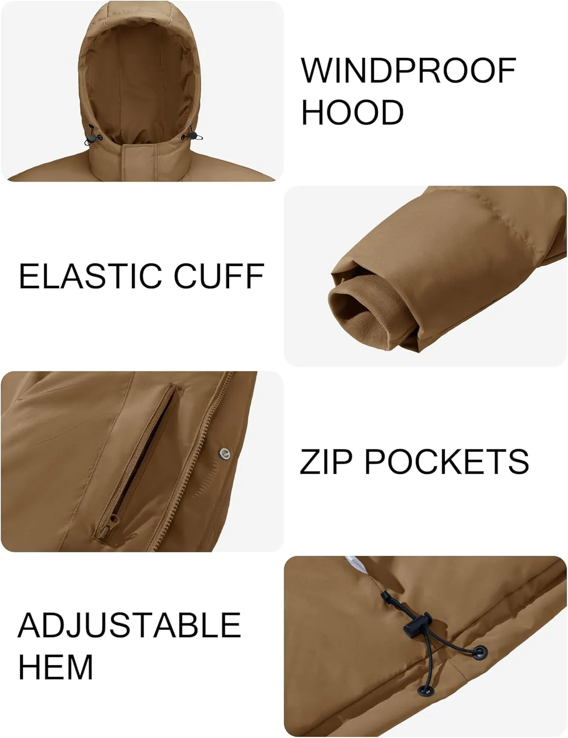 MAGCOMSEN Mens Hooded Down Jacket Water Resistant Puffer Jacket Full Zip Up Windproof Winter Jacket with Zip Pockets