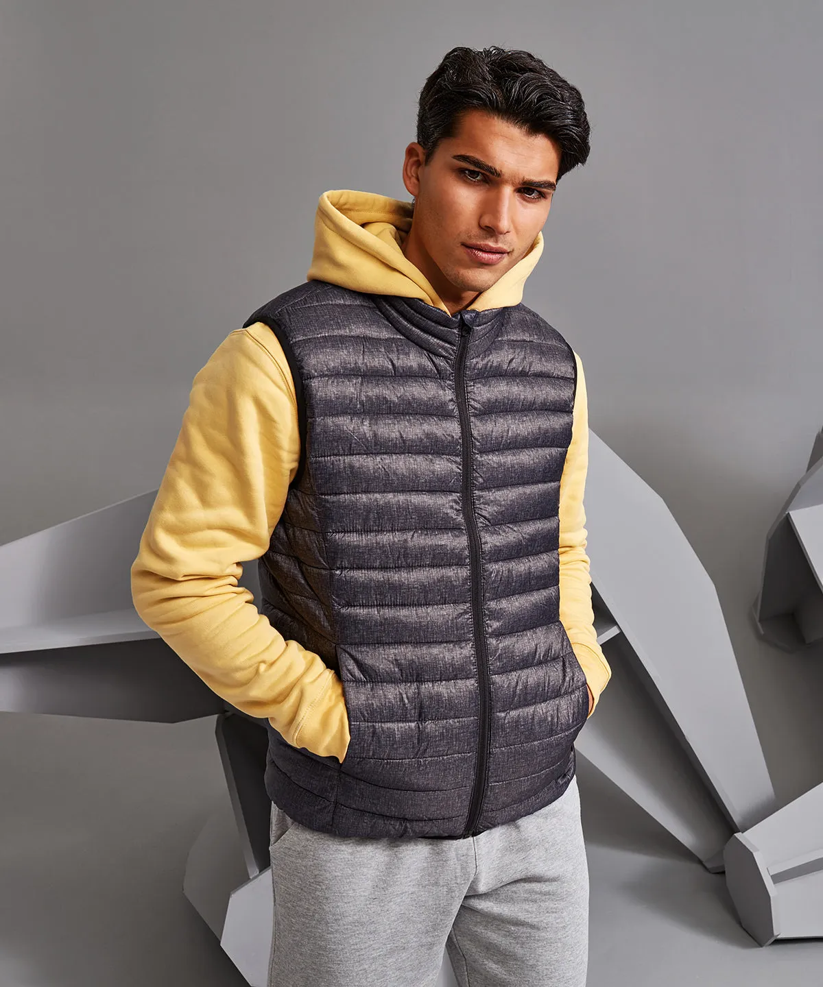 Melange padded gilet | Charcoal Melange