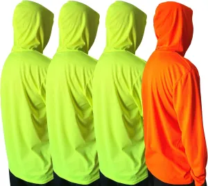 Men UPF 50  Sun Protection Breathable Fishing Hiking Long Sleeve Workout T-Shirts with Hood