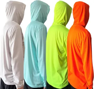Men UPF 50  Sun Protection Breathable Fishing Hiking Long Sleeve Workout T-Shirts with Hood
