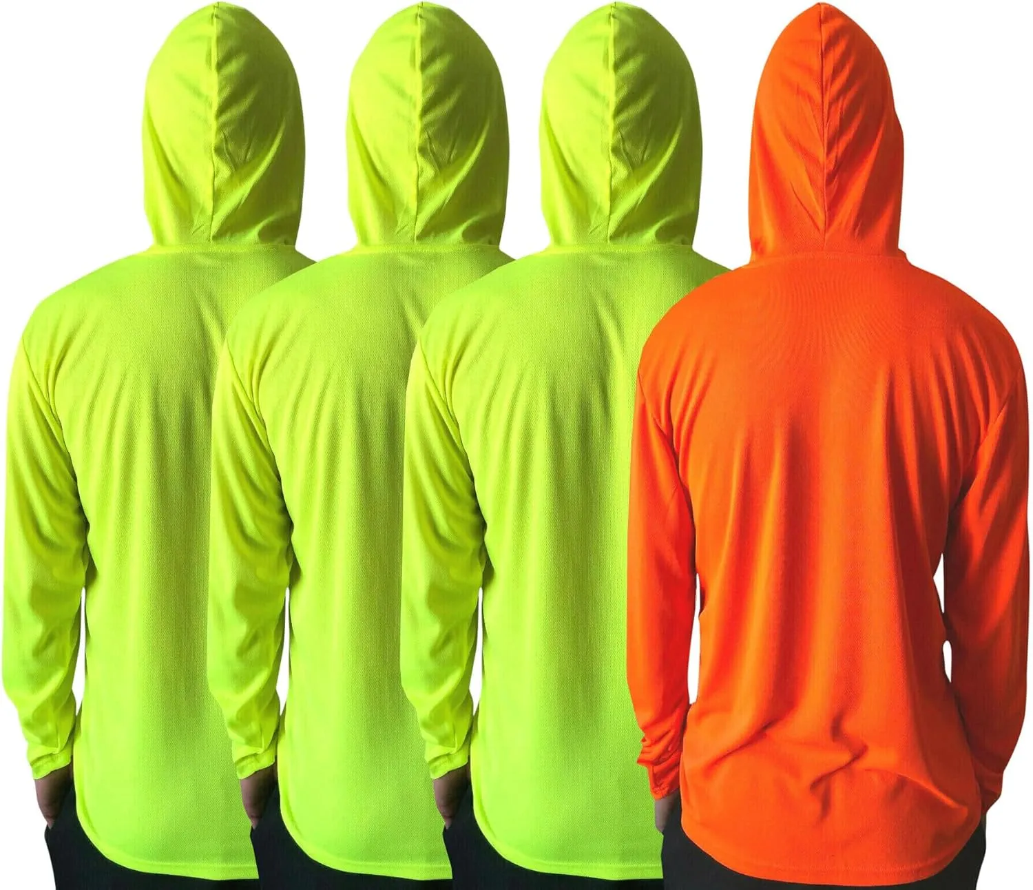 Men UPF 50  Sun Protection Breathable Fishing Hiking Long Sleeve Workout T-Shirts with Hood