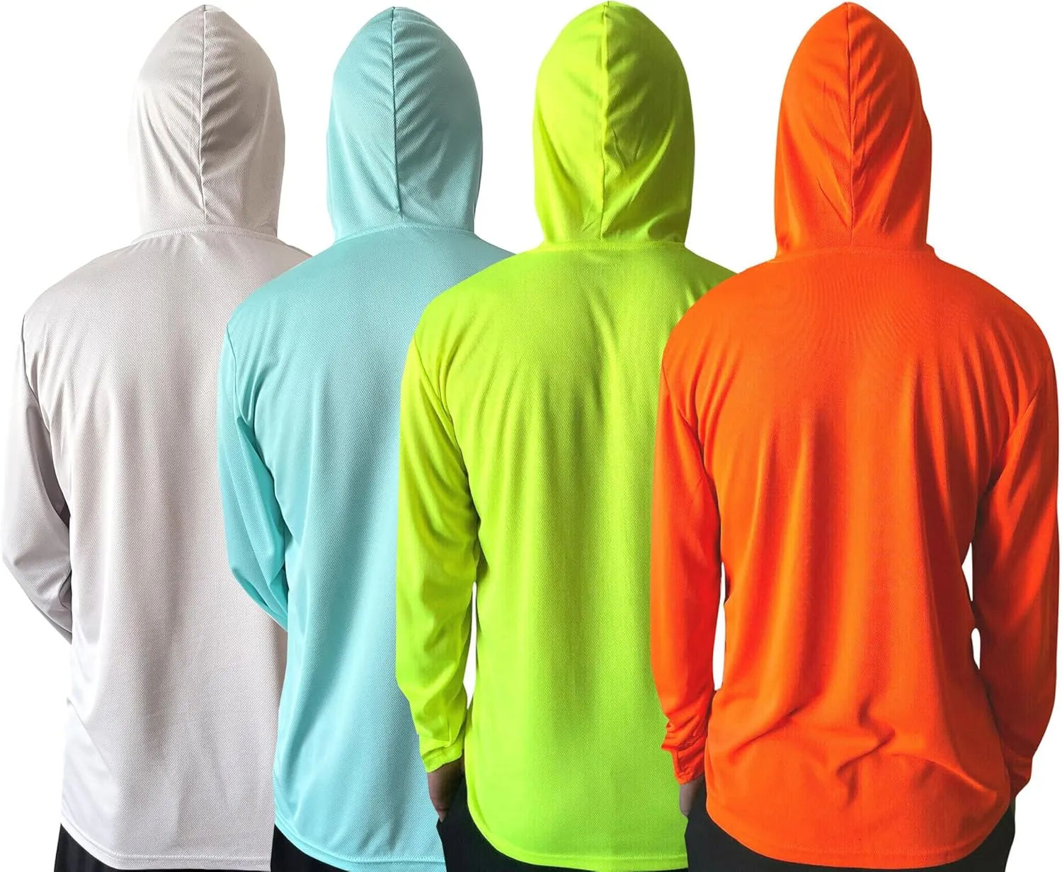 Men UPF 50  Sun Protection Breathable Fishing Hiking Long Sleeve Workout T-Shirts with Hood