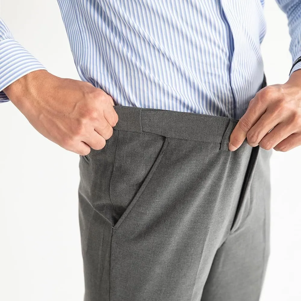 Men's Classic Slim Fit Expandable Waist Flat Front Dress and Pants