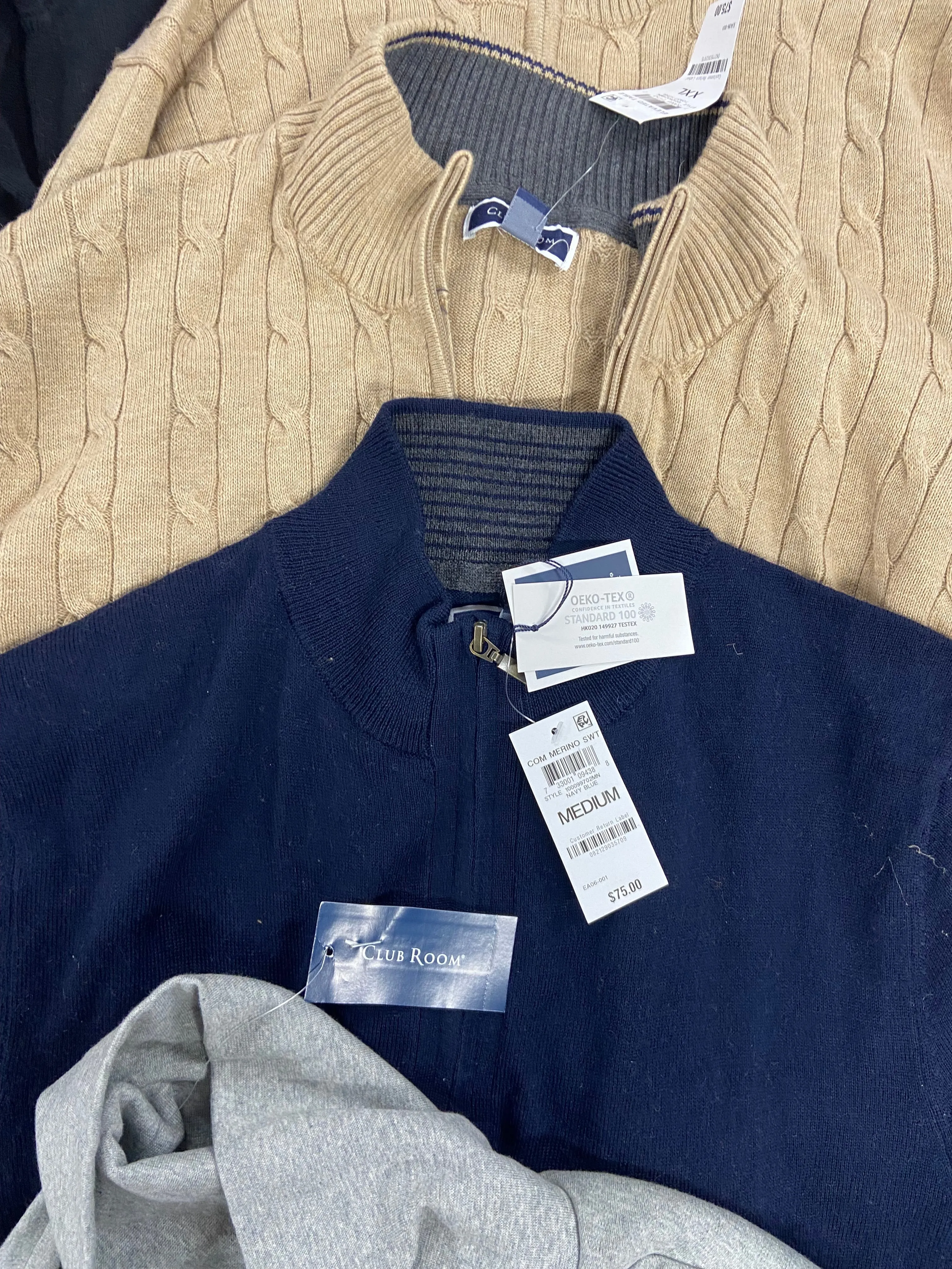 Men's Clothing CLUB ROOM Sweaters Wholesale Lot, 9 items, Shelf Pulls, MSRP $575
