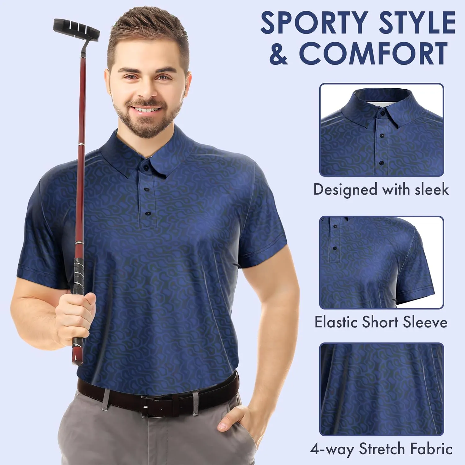 Men's Dry Fit Golf Shirts  Moisture-Wicking, UV Protection, Anti-Odor Short Sleeve Performance Polo for All-Day Comfort