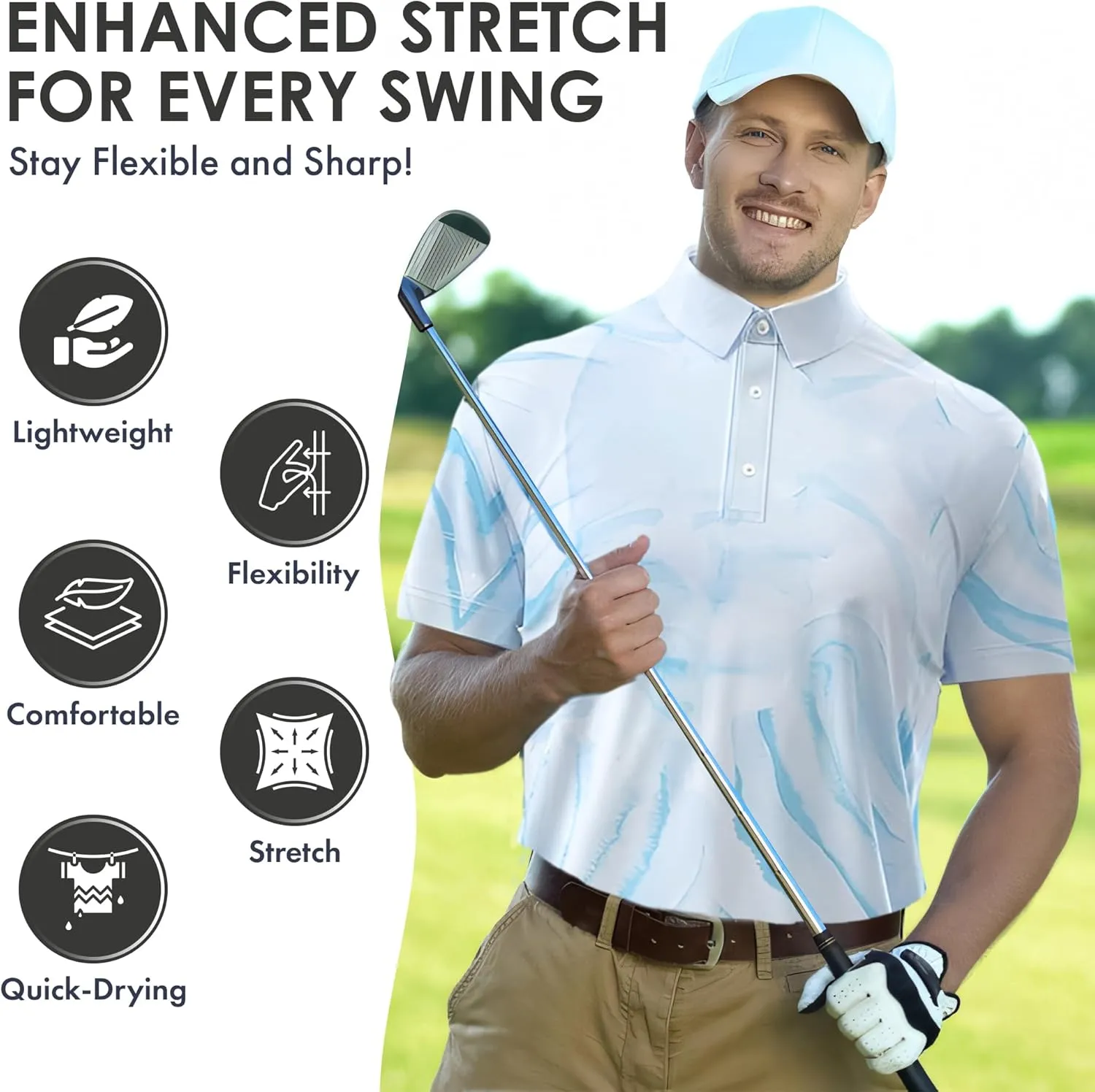 Men's Dry Fit Golf Shirts  Moisture-Wicking, UV Protection, Anti-Odor Short Sleeve Performance Polo for All-Day Comfort
