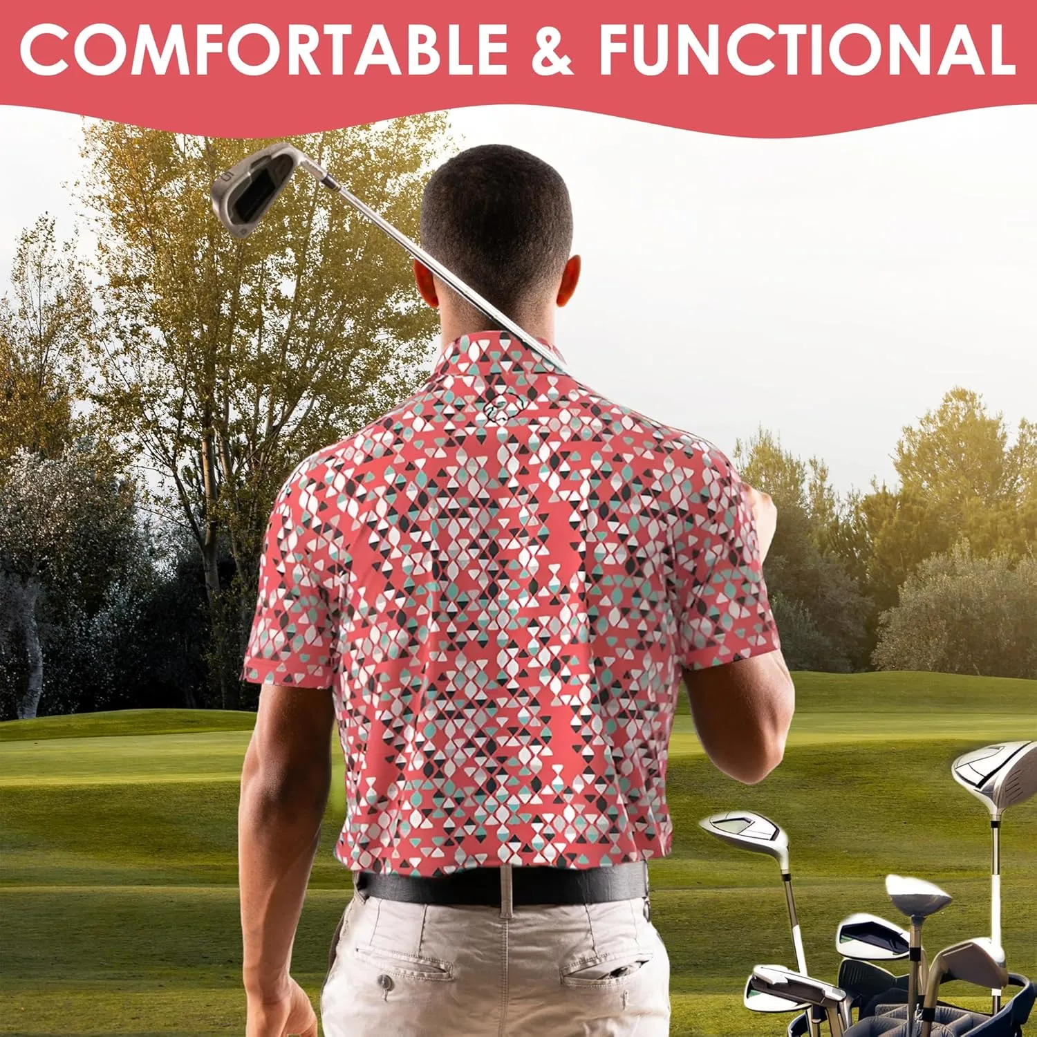 Men's Dry Fit Golf Shirts  Moisture-Wicking, UV Protection, Anti-Odor Short Sleeve Performance Polo for All-Day Comfort