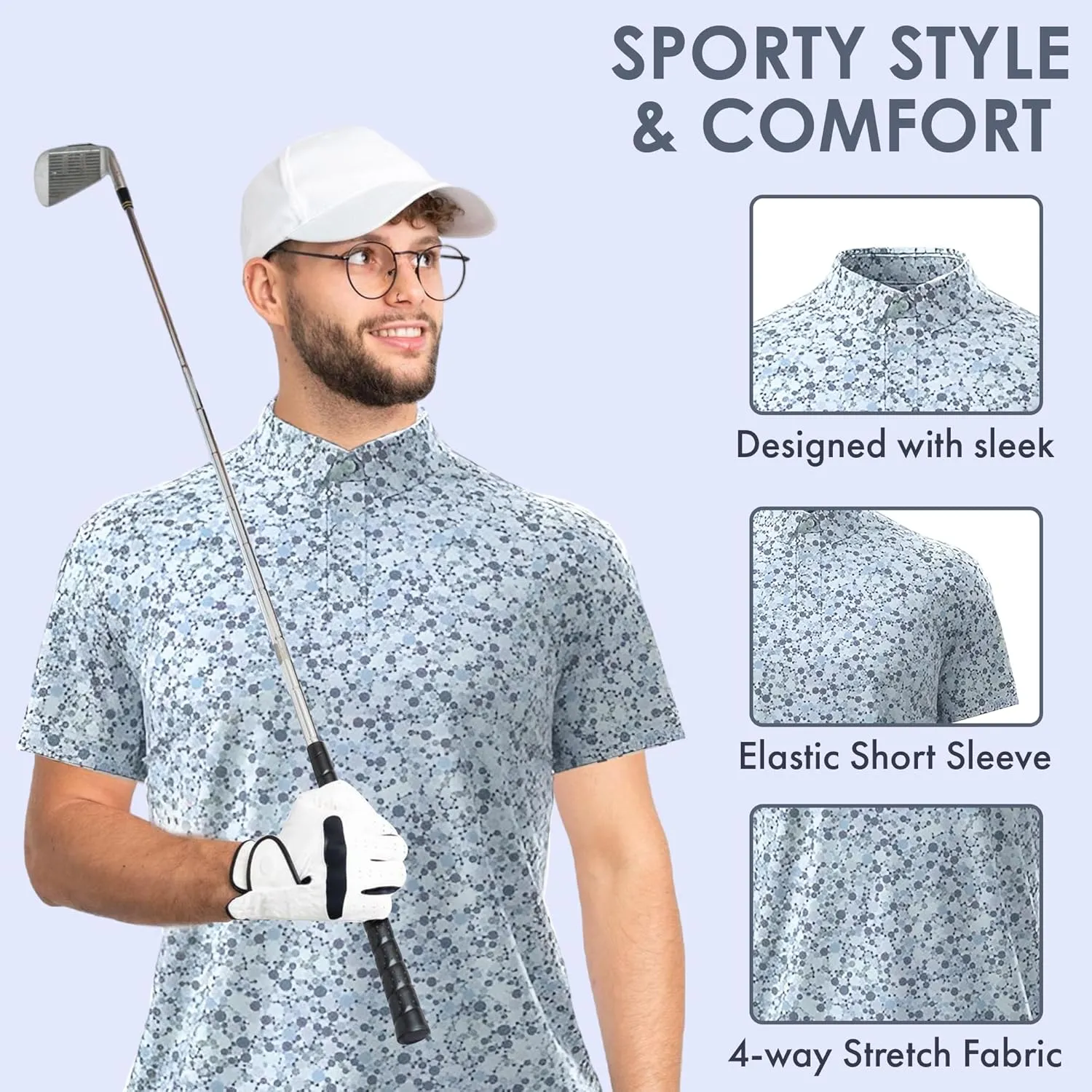 Men's Dry Fit Golf Shirts  Moisture-Wicking, UV Protection, Anti-Odor Short Sleeve Performance Polo for All-Day Comfort
