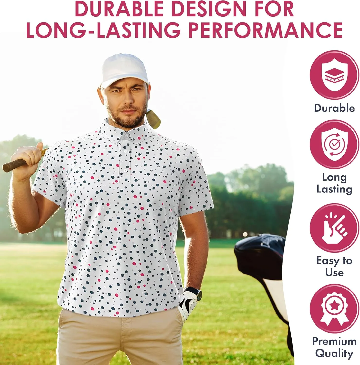 Men's Dry Fit Golf Shirts  Moisture-Wicking, UV Protection, Anti-Odor Short Sleeve Performance Polo for All-Day Comfort
