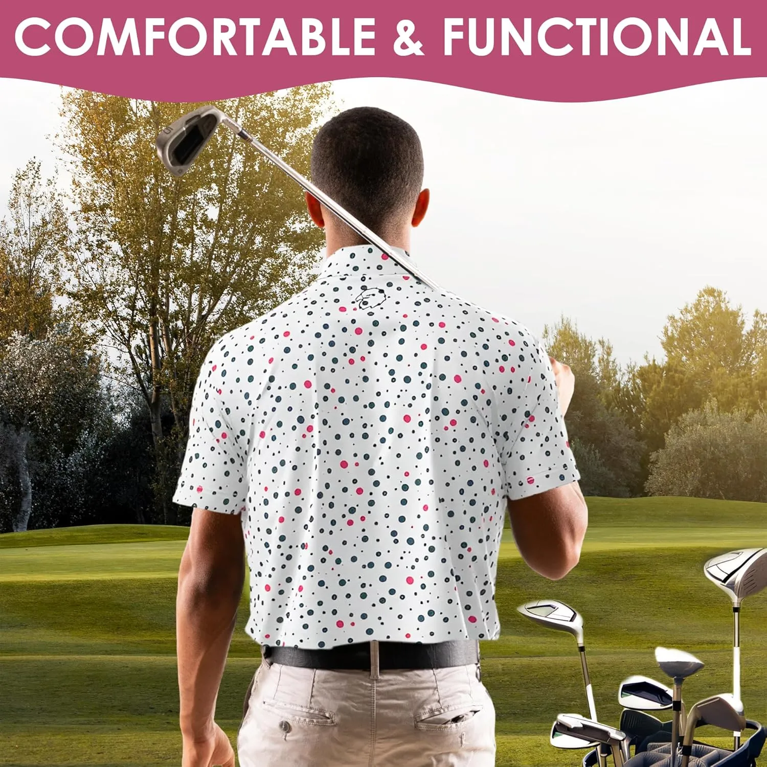 Men's Dry Fit Golf Shirts  Moisture-Wicking, UV Protection, Anti-Odor Short Sleeve Performance Polo for All-Day Comfort