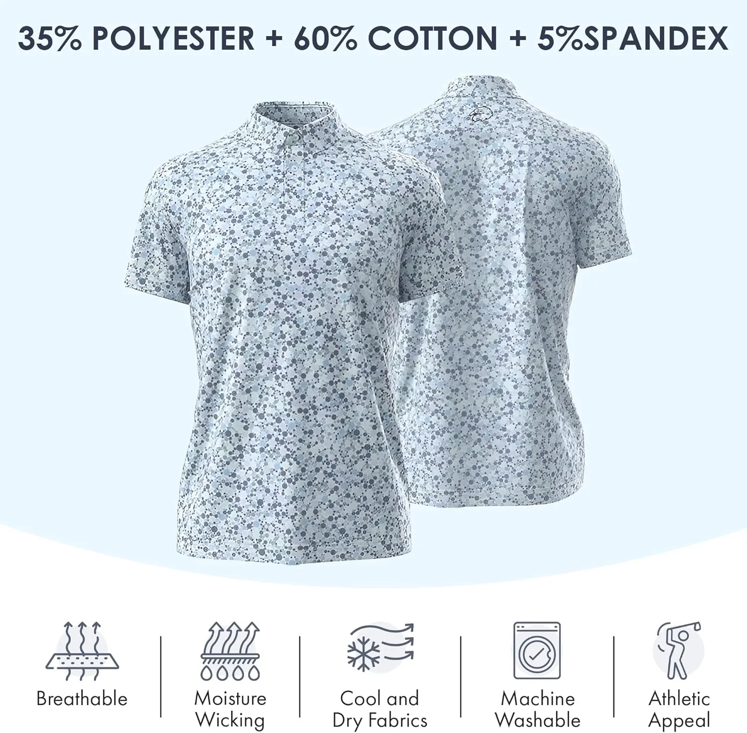 Men's Dry Fit Golf Shirts  Moisture-Wicking, UV Protection, Anti-Odor Short Sleeve Performance Polo for All-Day Comfort
