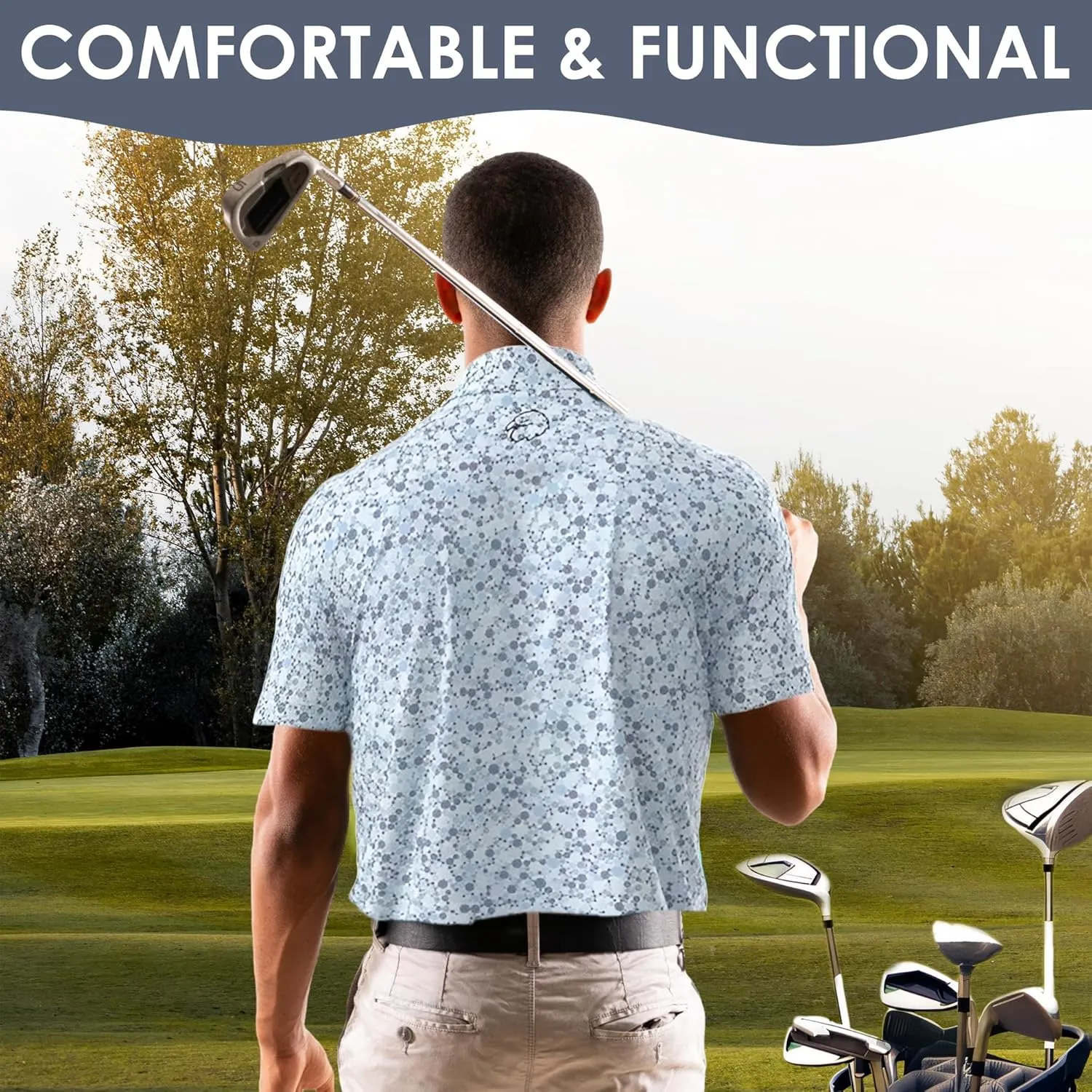 Men's Dry Fit Golf Shirts  Moisture-Wicking, UV Protection, Anti-Odor Short Sleeve Performance Polo for All-Day Comfort