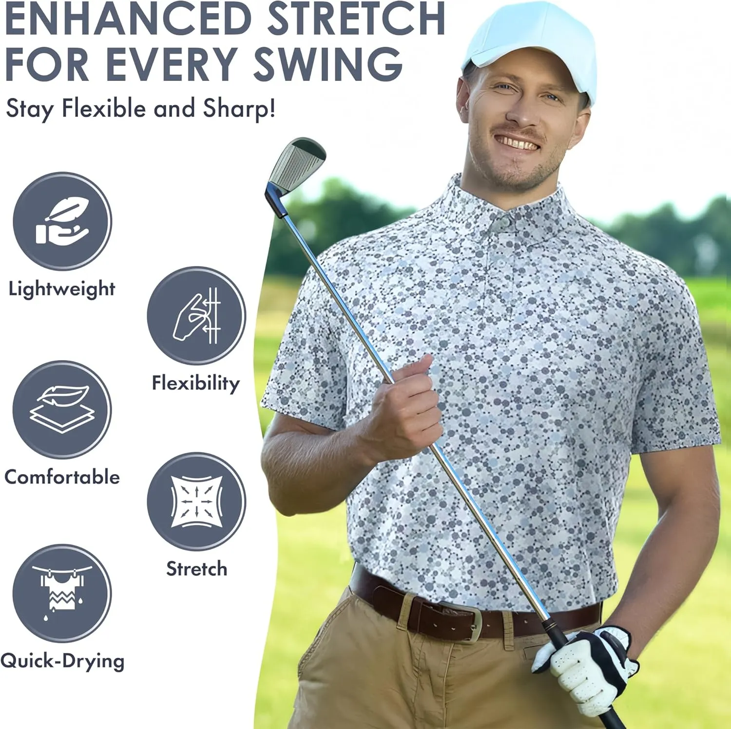 Men's Dry Fit Golf Shirts  Moisture-Wicking, UV Protection, Anti-Odor Short Sleeve Performance Polo for All-Day Comfort