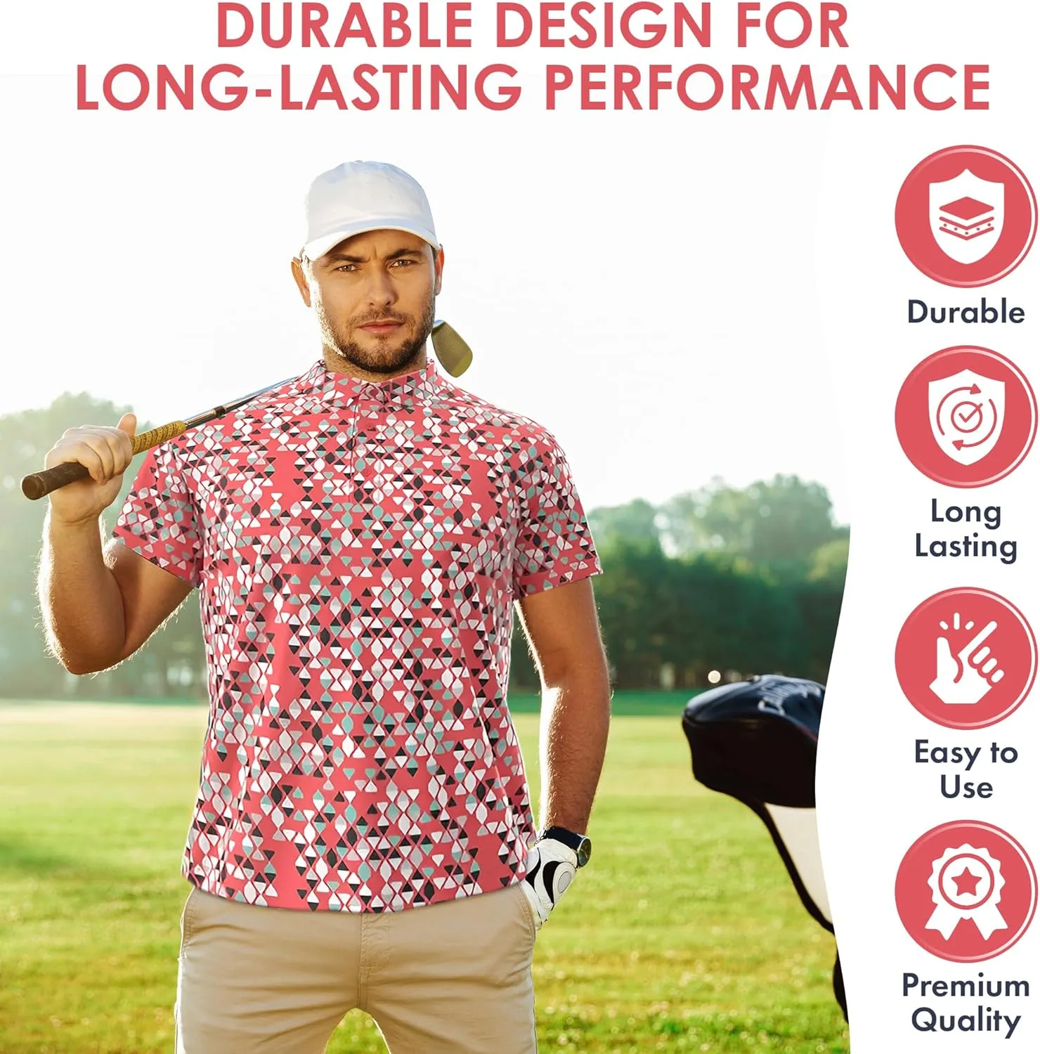 Men's Dry Fit Golf Shirts  Moisture-Wicking, UV Protection, Anti-Odor Short Sleeve Performance Polo for All-Day Comfort