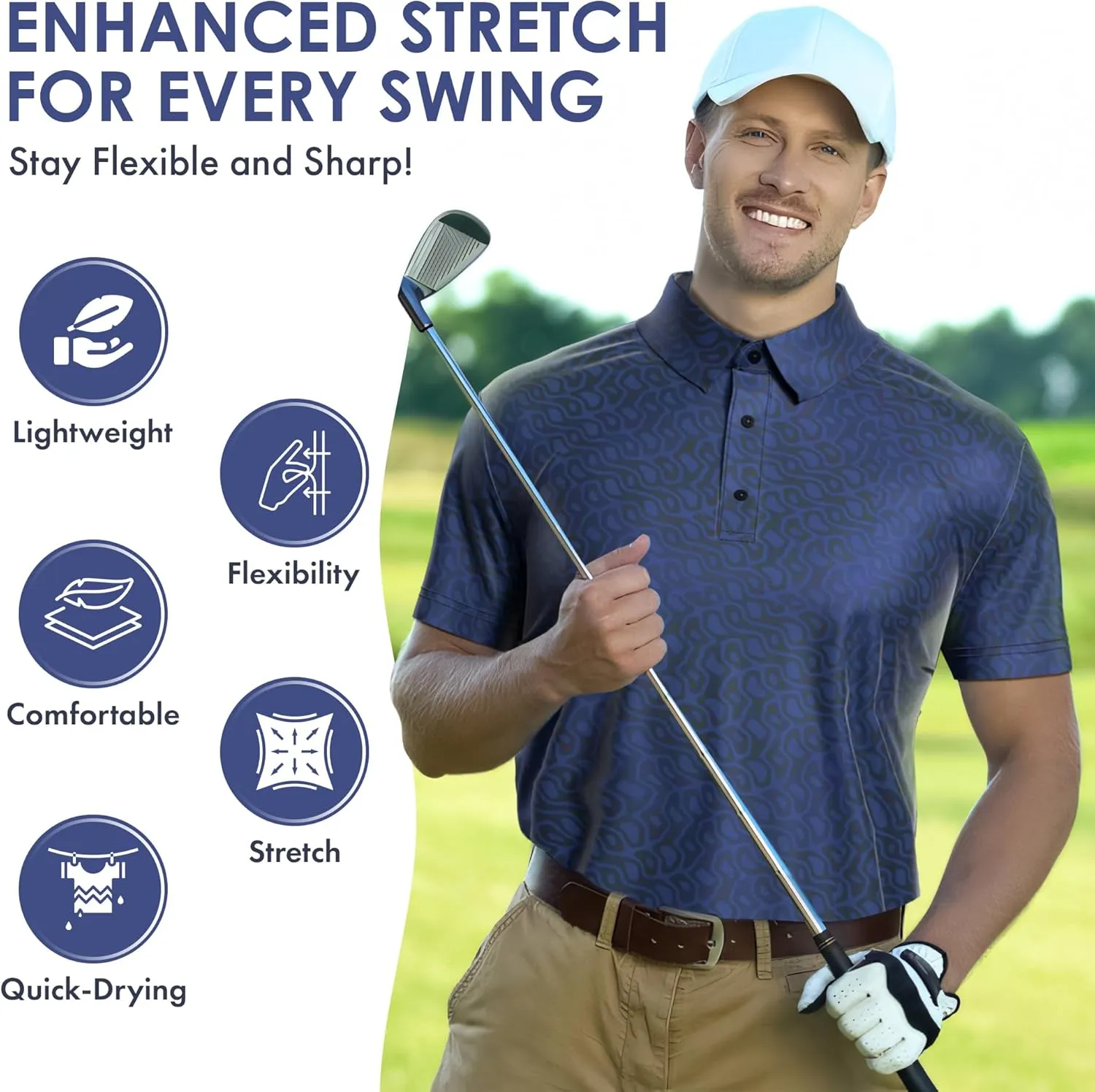 Men's Dry Fit Golf Shirts  Moisture-Wicking, UV Protection, Anti-Odor Short Sleeve Performance Polo for All-Day Comfort