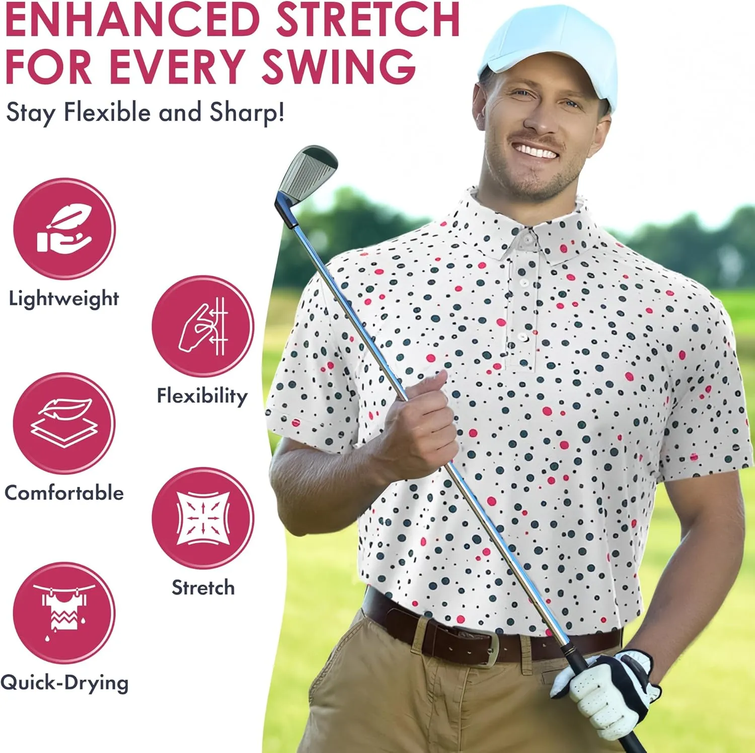 Men's Dry Fit Golf Shirts  Moisture-Wicking, UV Protection, Anti-Odor Short Sleeve Performance Polo for All-Day Comfort