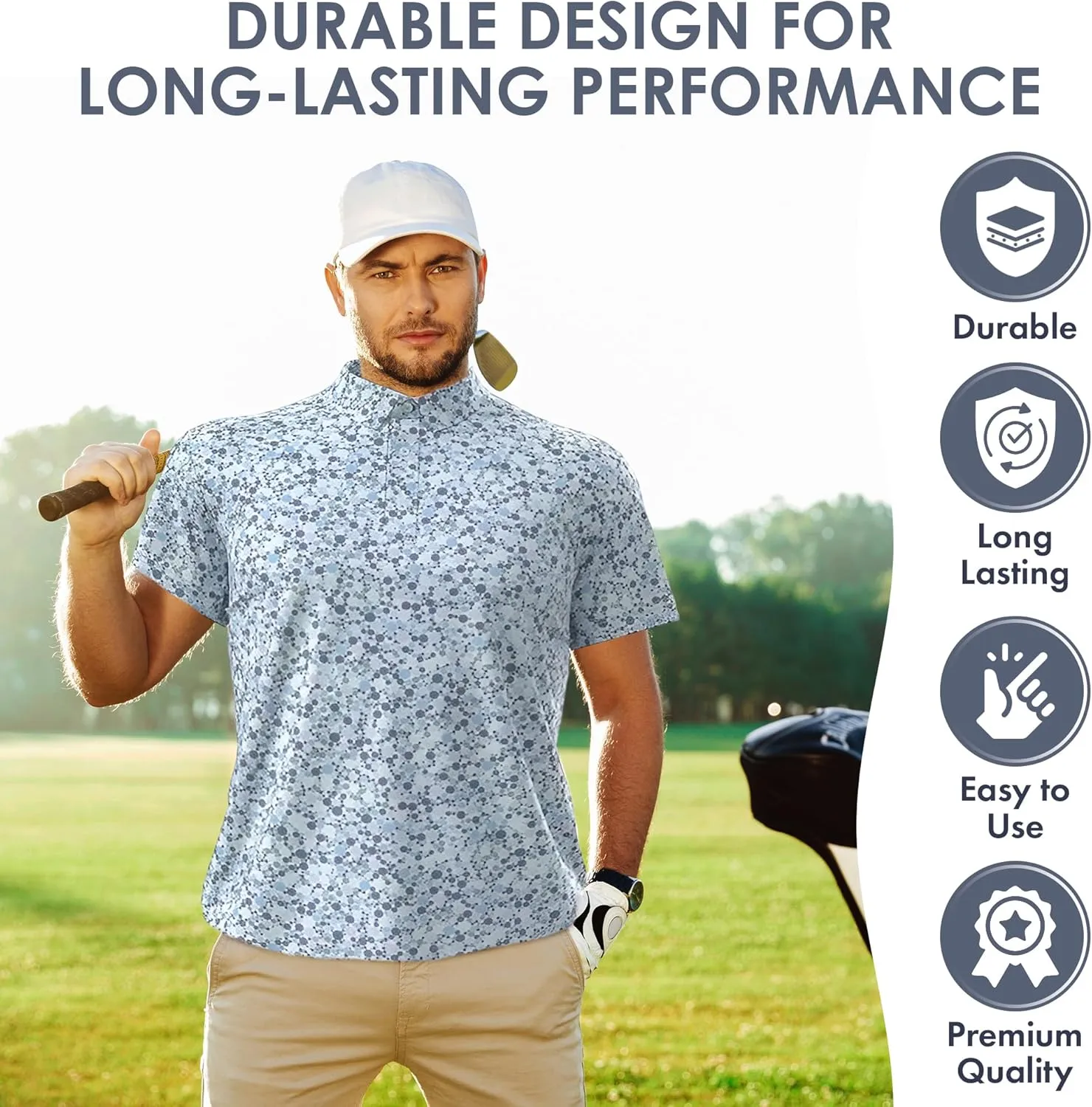 Men's Dry Fit Golf Shirts  Moisture-Wicking, UV Protection, Anti-Odor Short Sleeve Performance Polo for All-Day Comfort