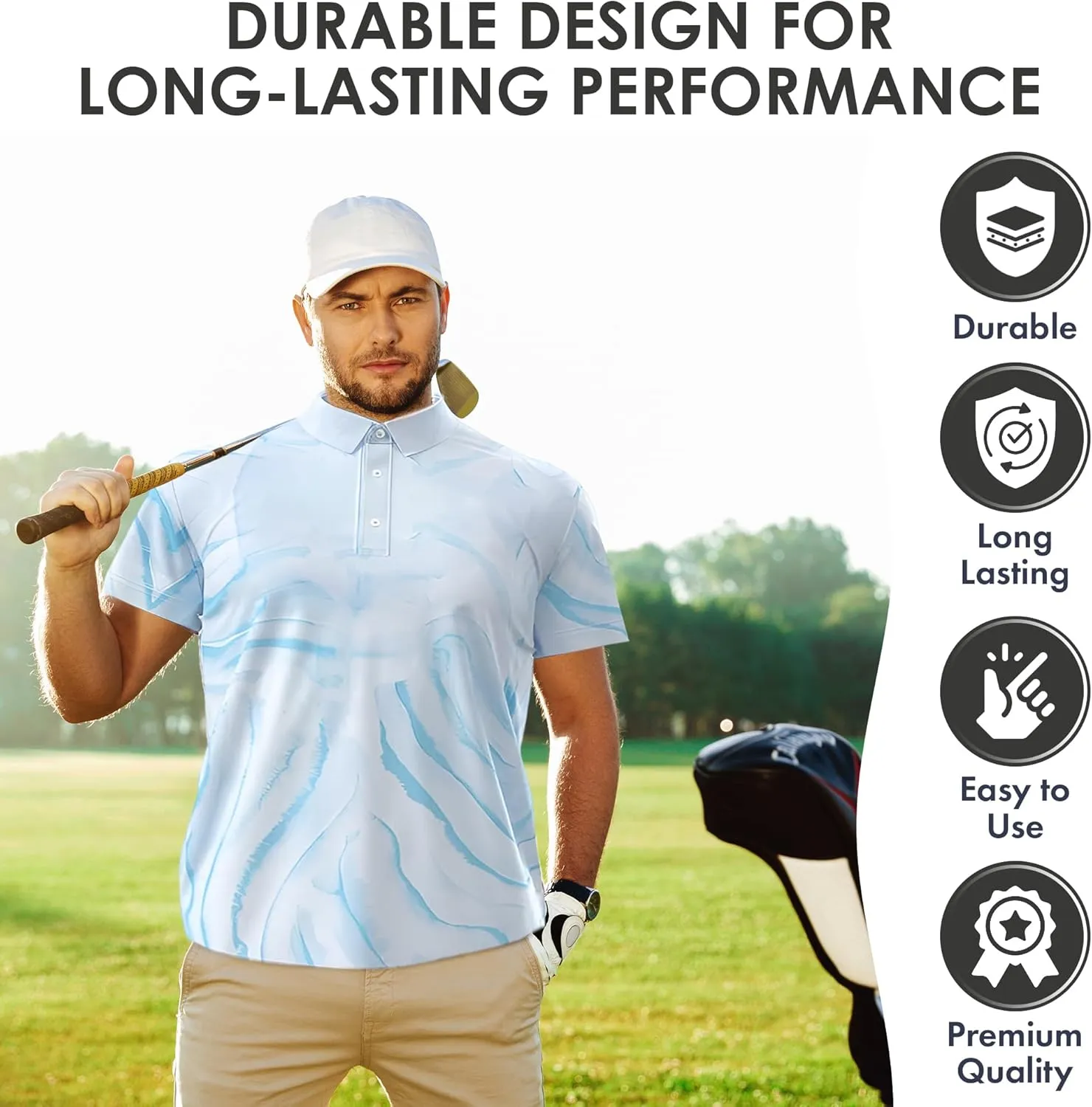 Men's Dry Fit Golf Shirts  Moisture-Wicking, UV Protection, Anti-Odor Short Sleeve Performance Polo for All-Day Comfort