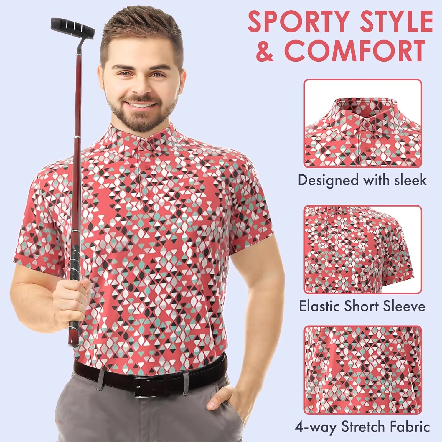Men's Dry Fit Golf Shirts  Moisture-Wicking, UV Protection, Anti-Odor Short Sleeve Performance Polo for All-Day Comfort