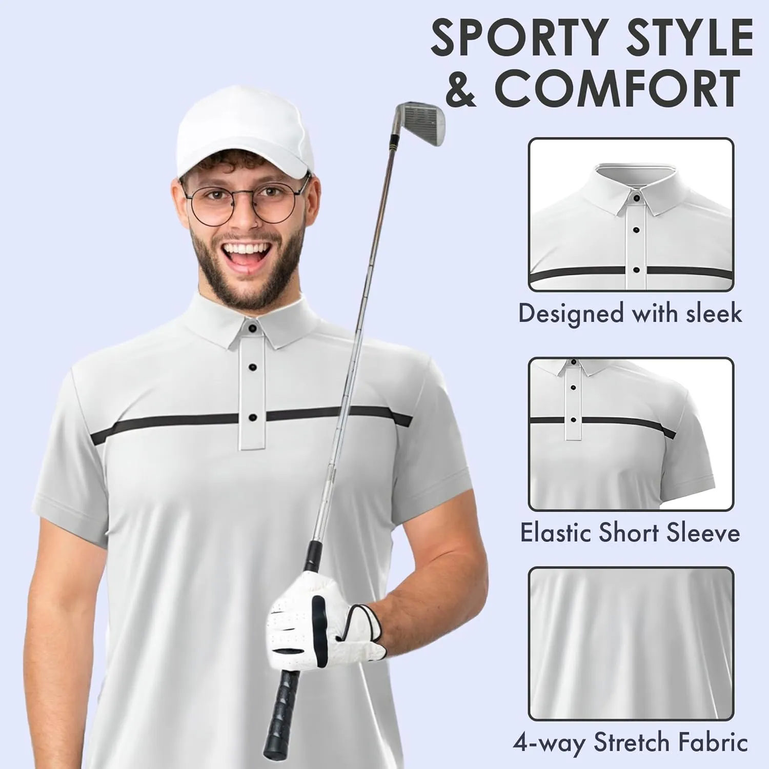 Men's Dry Fit Golf Shirts  Moisture-Wicking, UV Protection, Anti-Odor Short Sleeve Performance Polo for All-Day Comfort