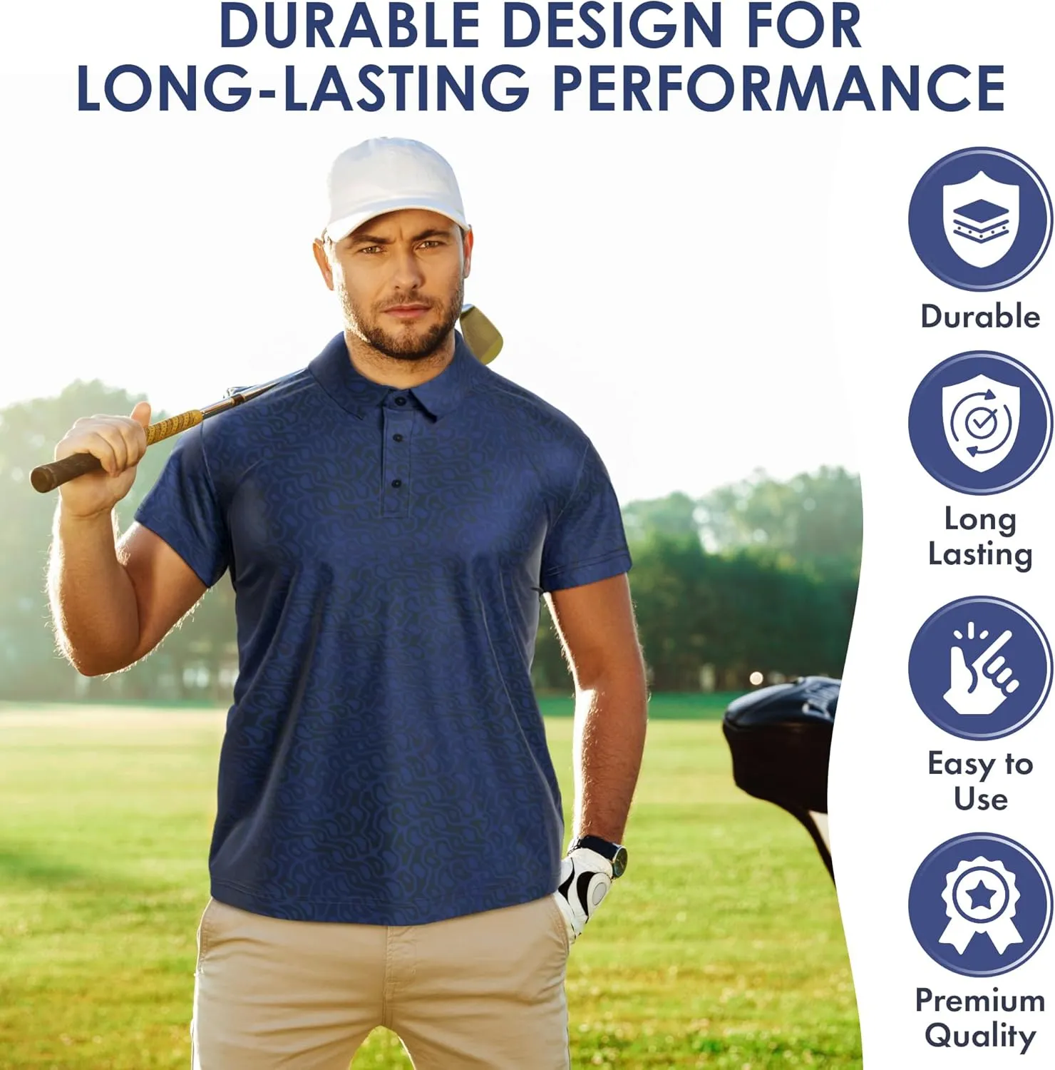 Men's Dry Fit Golf Shirts  Moisture-Wicking, UV Protection, Anti-Odor Short Sleeve Performance Polo for All-Day Comfort