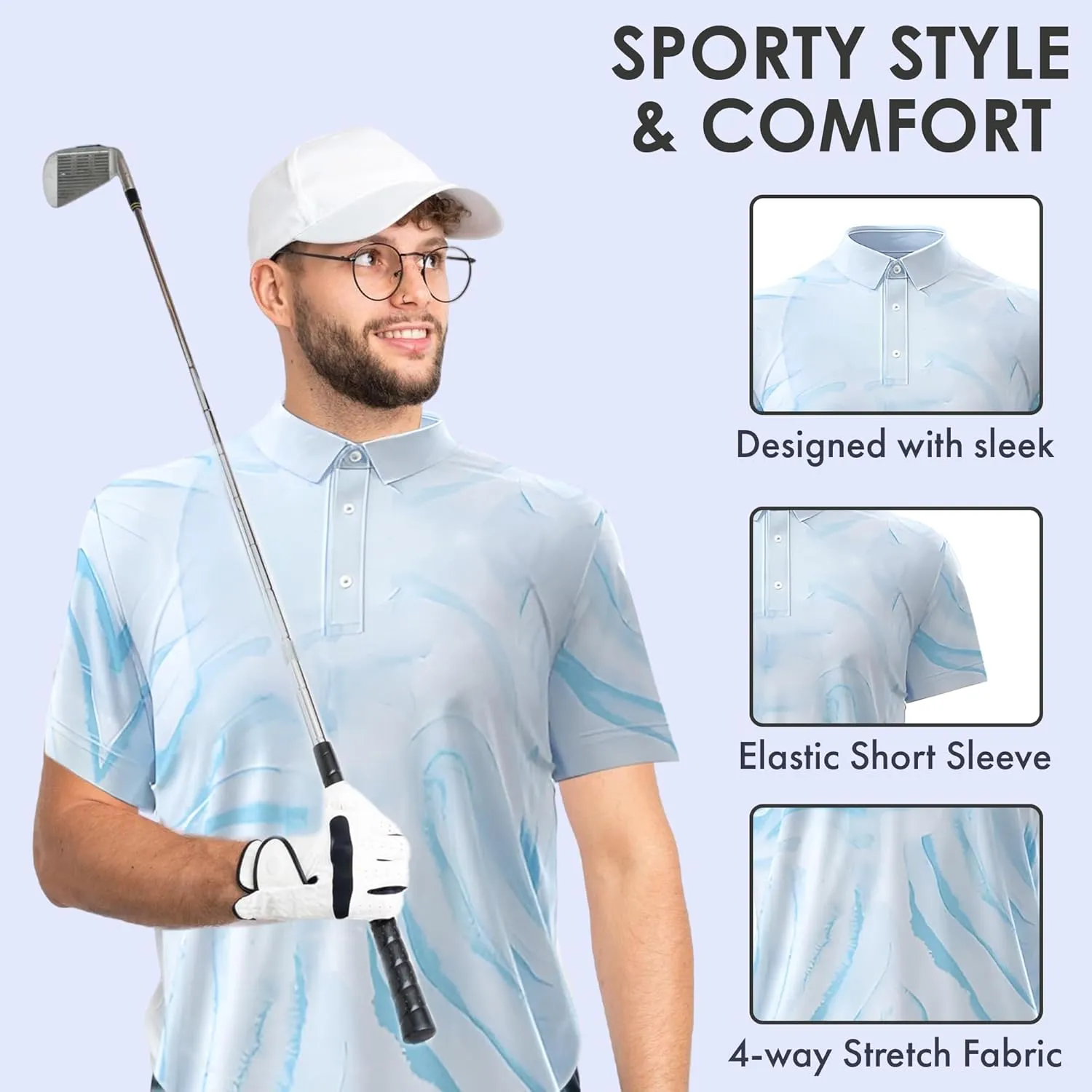 Men's Dry Fit Golf Shirts  Moisture-Wicking, UV Protection, Anti-Odor Short Sleeve Performance Polo for All-Day Comfort