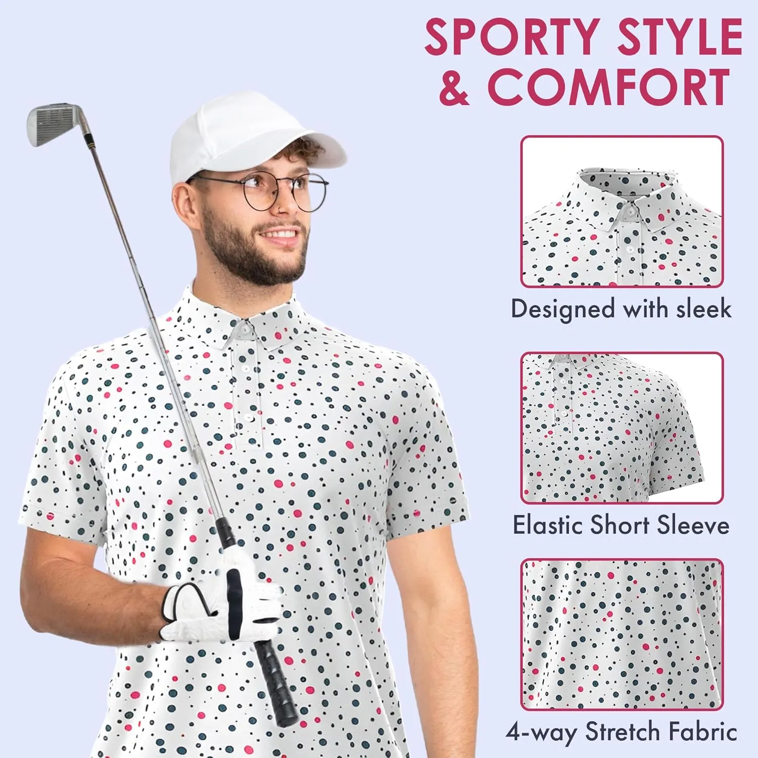 Men's Dry Fit Golf Shirts  Moisture-Wicking, UV Protection, Anti-Odor Short Sleeve Performance Polo for All-Day Comfort
