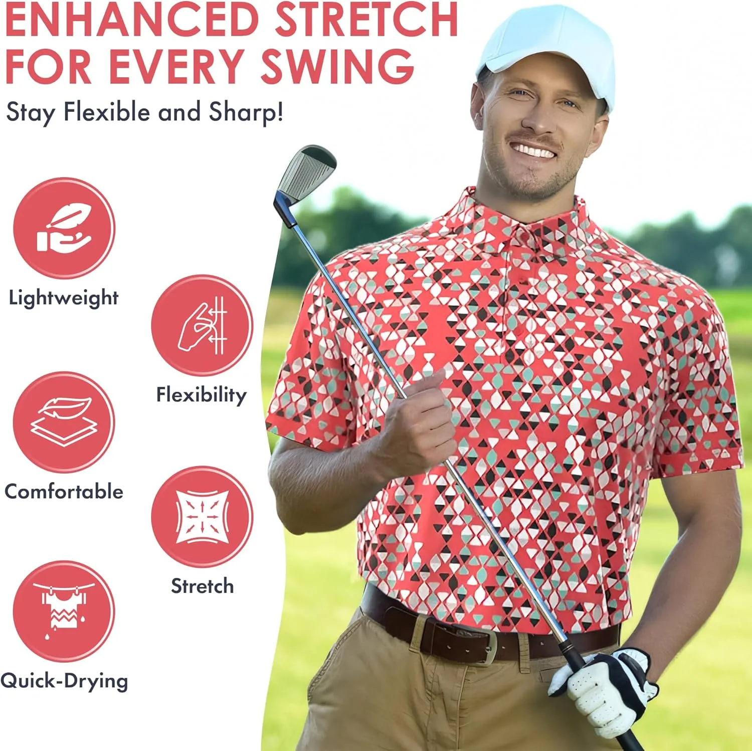 Men's Dry Fit Golf Shirts  Moisture-Wicking, UV Protection, Anti-Odor Short Sleeve Performance Polo for All-Day Comfort