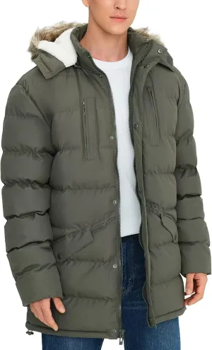 Men's Long Winter Coats Warm Water Resistant Puffy Hooded Windbreaker Insulated Thicken Jackets with Hood