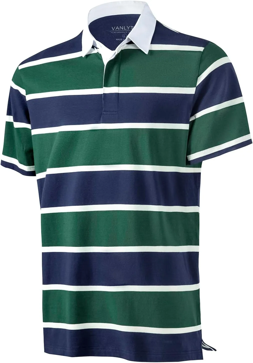 Mens Polo Shirts Striped Cotton Moisture Wicking Classic Collared Casual Golf Shirts for Men