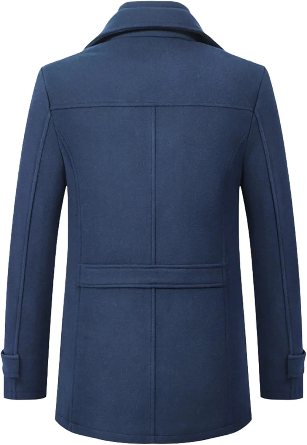 Mens Trench Coat Notched Lapel Collar Single Breasted Mid Long Length Pea Coat Casual Business Work Classic Overcoat