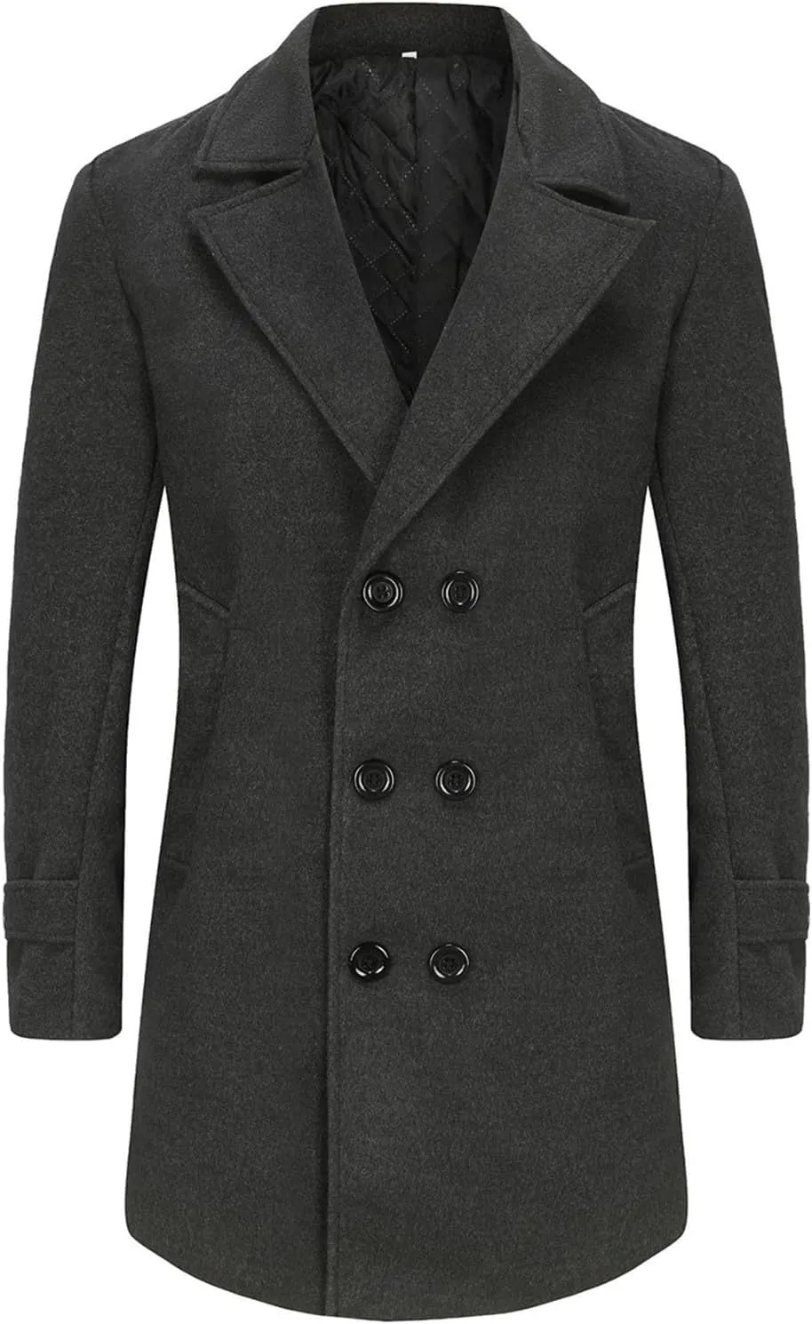 Men's Trench Coat Warm Winter Coat for Men Classic Pea Coat wih Pockets Casual Long Jacket Overcoat Walking Coat