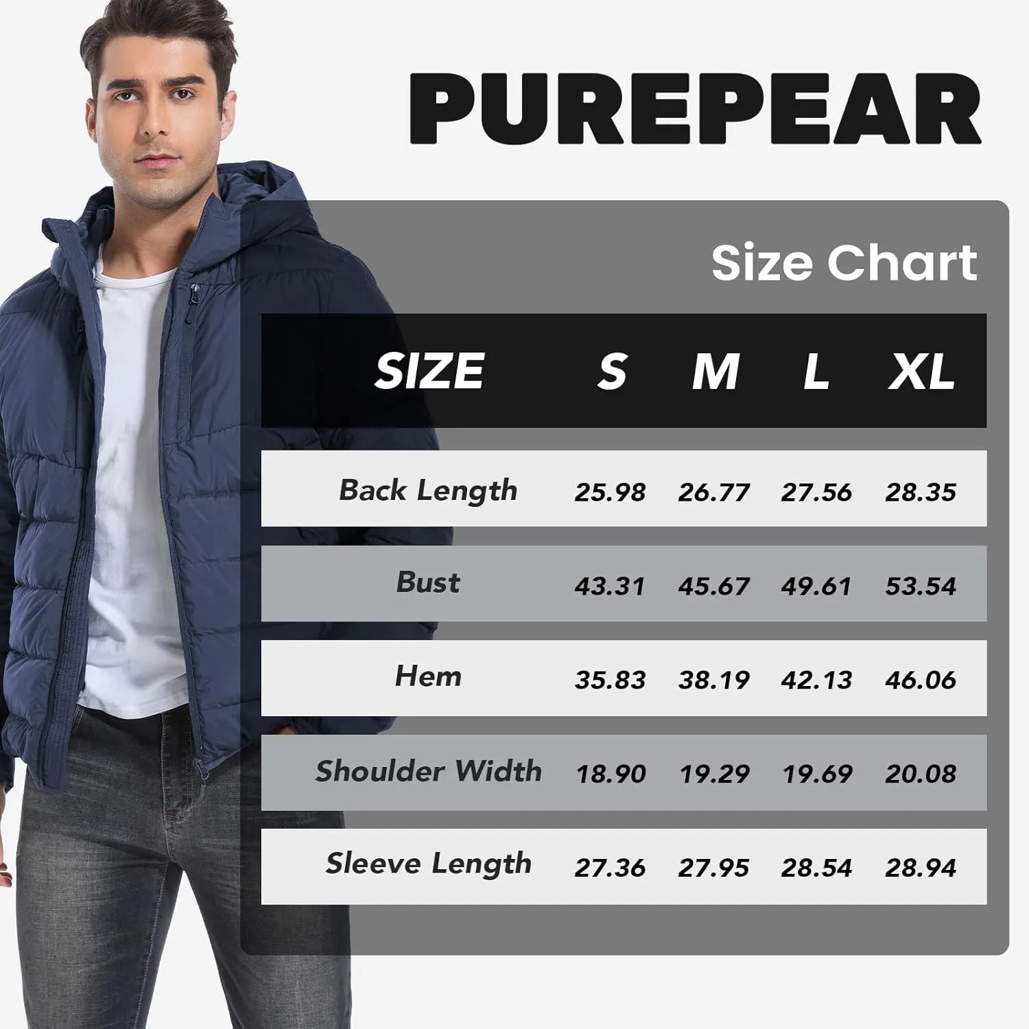 Men's Ultra Lightweiht Packable Down Jacket Hood Water-Resistant Full Zip Pockets Puffer Jackets