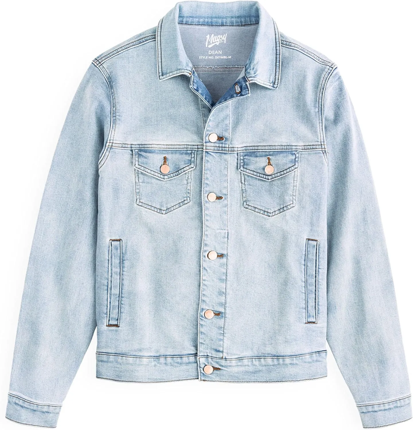Mugsy Mens Denim Jacket, Classic Fit, Stretch Denim Jacket for Men, Comfortable, Flexible Outerwear, True to Size