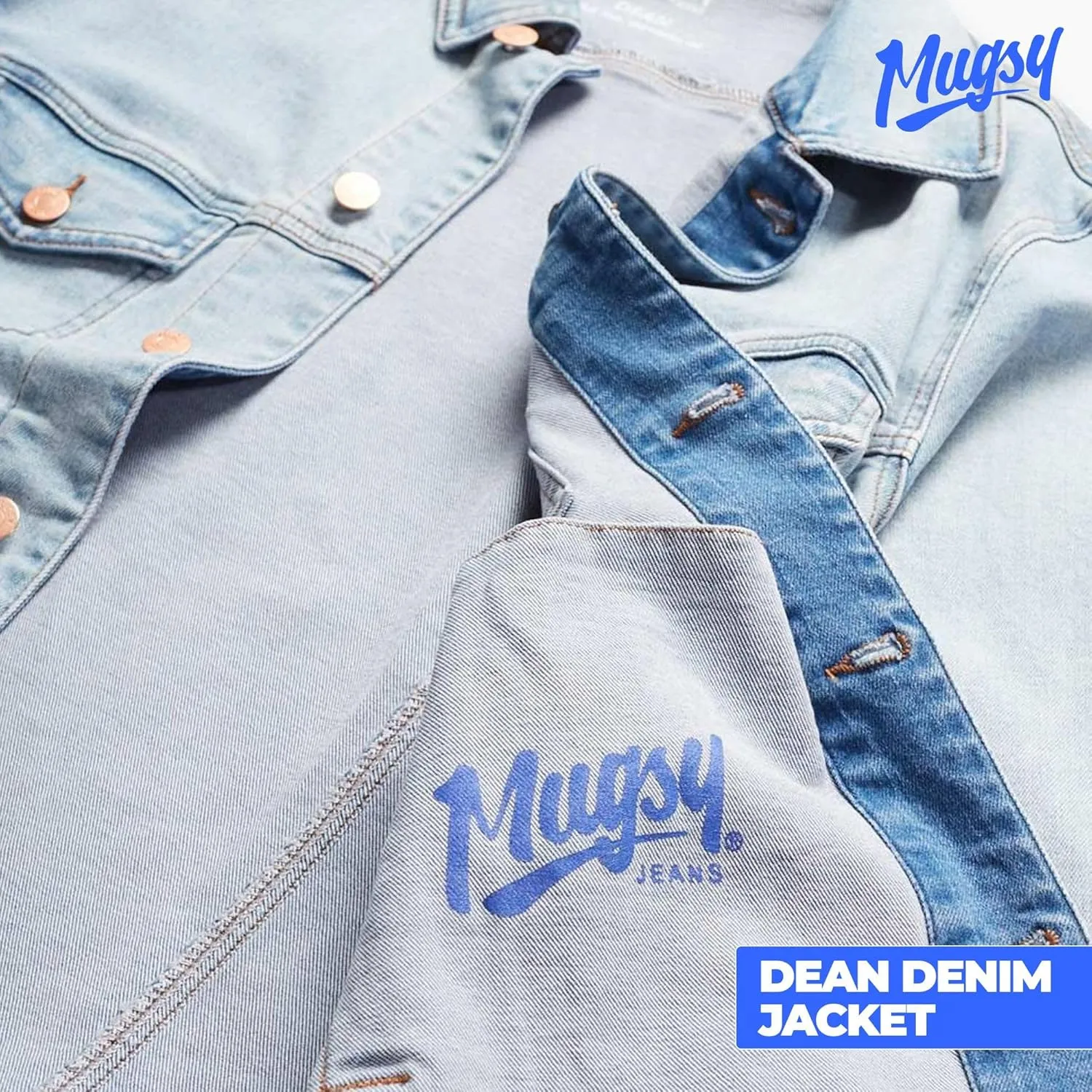 Mugsy Mens Denim Jacket, Classic Fit, Stretch Denim Jacket for Men, Comfortable, Flexible Outerwear, True to Size