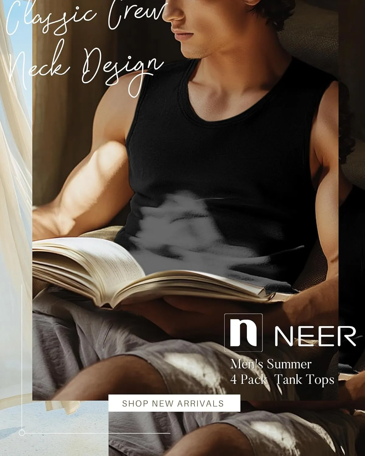 Neer 4 Pack Men's Big & Tall Tank Tops, Sleeveless Cotton Crew Neck T Shirts Casual Classic Shirts Muscle Quick Dry Tees