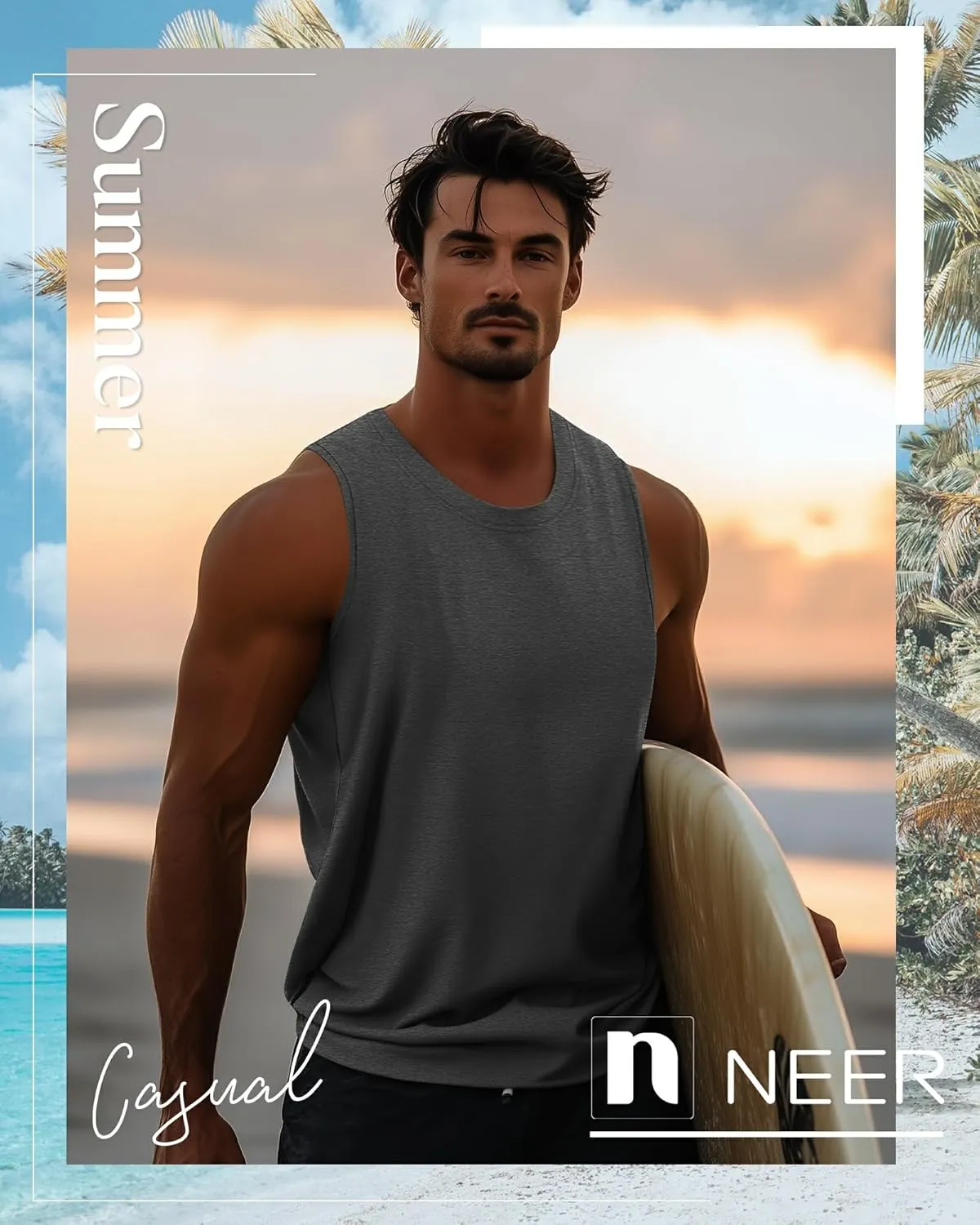 Neer 4 Pack Men's Big & Tall Tank Tops, Sleeveless Cotton Crew Neck T Shirts Casual Classic Shirts Muscle Quick Dry Tees