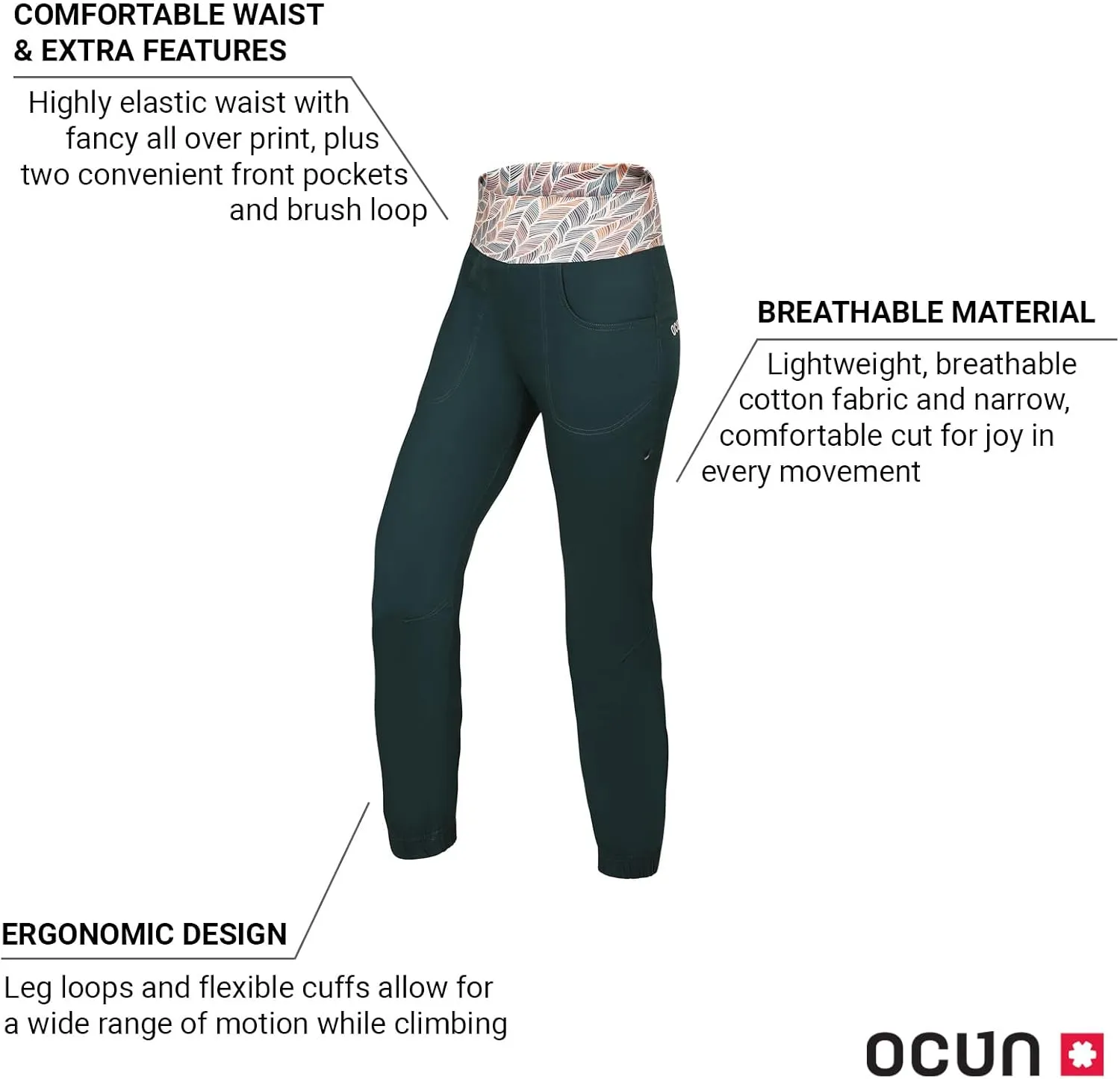 Ocun Women's Sansa Climbing Pants | Lightweight Breathable Pants for Rock Climbing and Bouldering