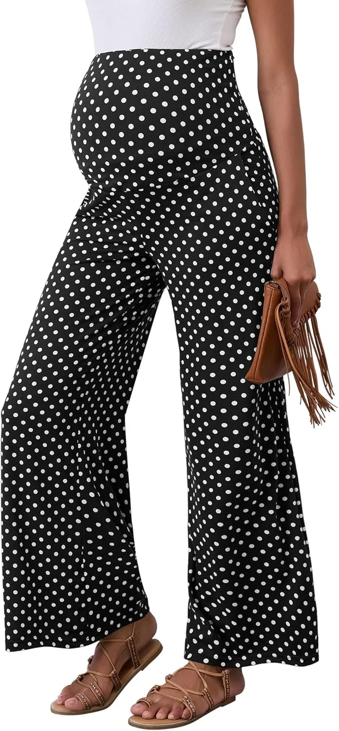 Peauty Buttery Soft Maternity Palazzo Pants Over The Belly, Wide Leg High Waisted Pregnancy Yoga-Pants(S-3XL)