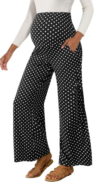 Peauty Buttery Soft Maternity Palazzo Pants Over The Belly, Wide Leg High Waisted Pregnancy Yoga-Pants(S-3XL)